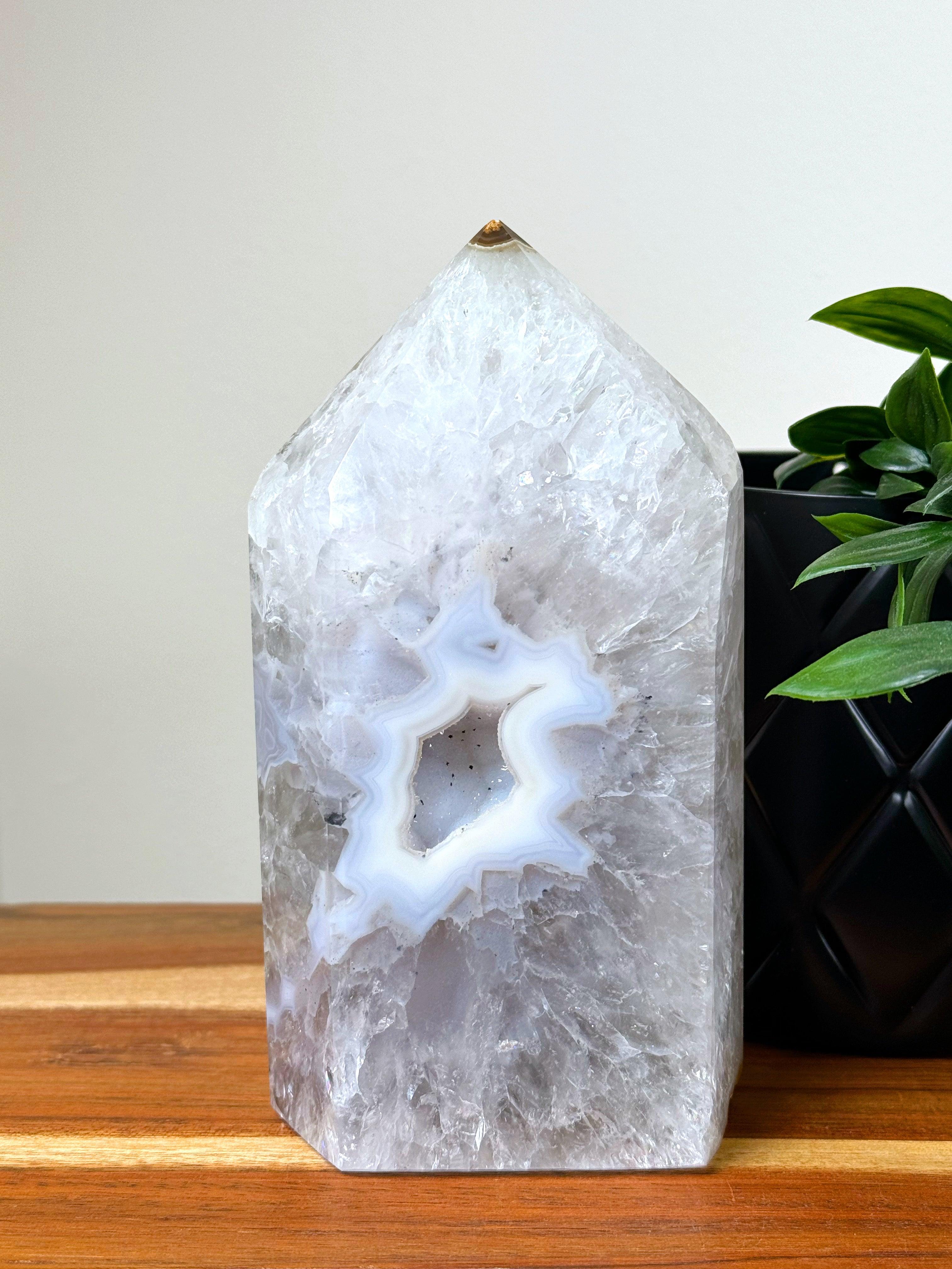 DRUZY AGATE TOWER 1 - agate, Black Friday sale, druzy agate, googly agate, googly eye, googly eye agate, one of a kind, point, statement piece, tower - The Mineral Maven