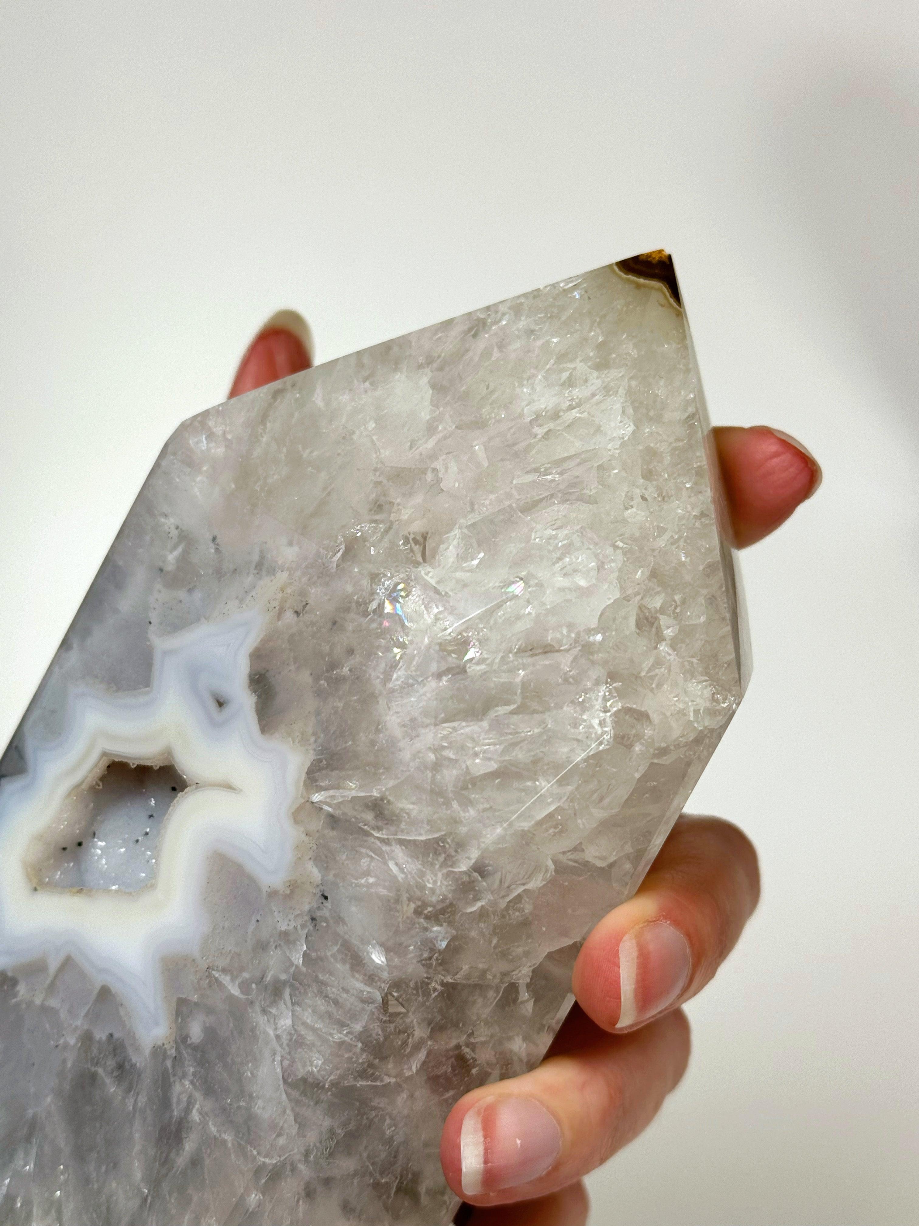 DRUZY AGATE TOWER 1 - agate, Black Friday sale, druzy agate, googly agate, googly eye, googly eye agate, one of a kind, point, statement piece, tower - The Mineral Maven