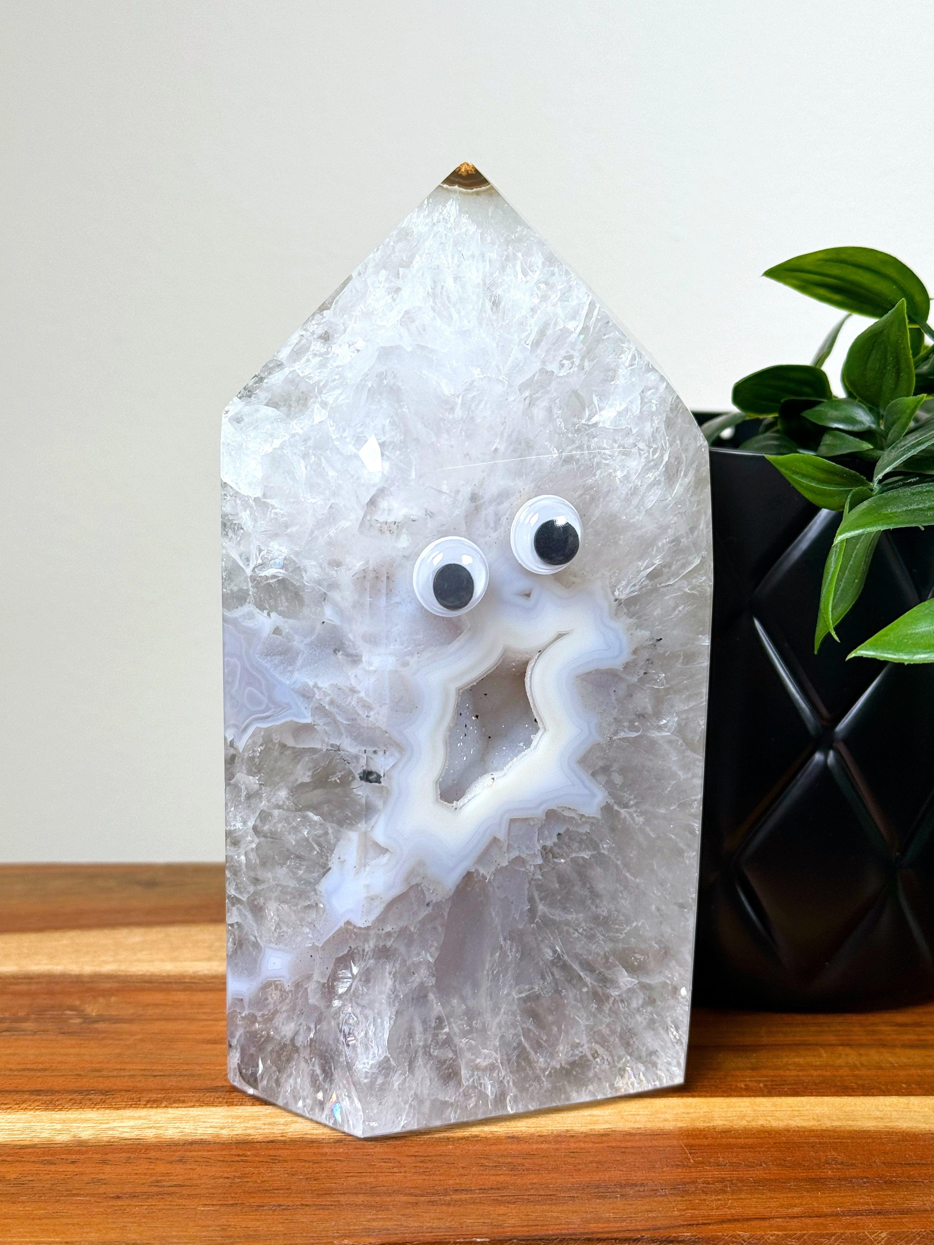 DRUZY AGATE TOWER 1 - agate, Black Friday sale, druzy agate, googly agate, googly eye, googly eye agate, one of a kind, point, statement piece, tower - The Mineral Maven