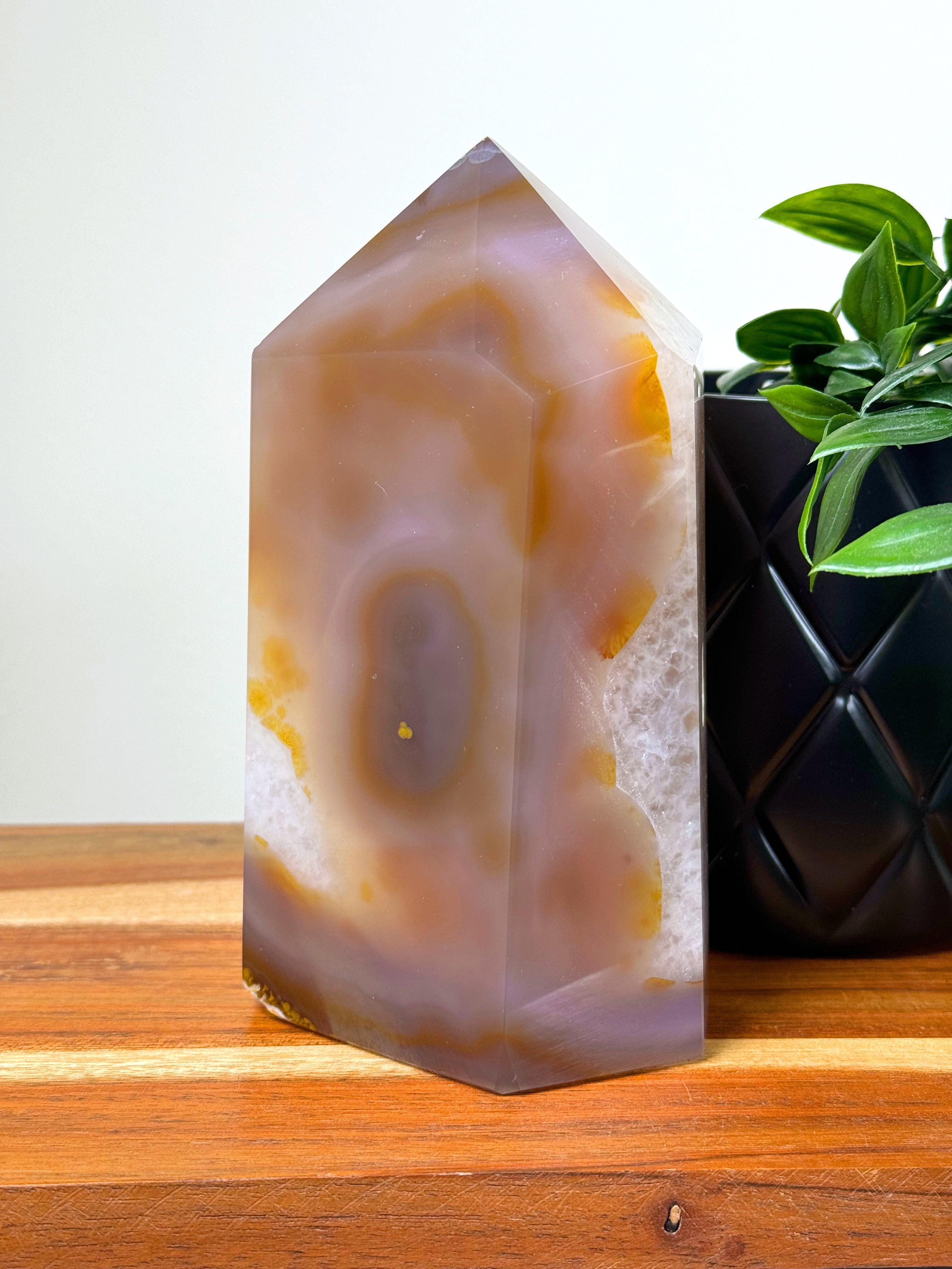 DRUZY AGATE TOWER 2 - agate, Black Friday sale, druzy agate, googly agate, googly eye, googly eye agate, one of a kind, point, statement piece, tower - The Mineral Maven