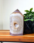 DRUZY AGATE TOWER 2 - agate, druzy agate, googly agate, googly eye, googly eye agate, one of a kind, point, statement piece, tower - The Mineral Maven