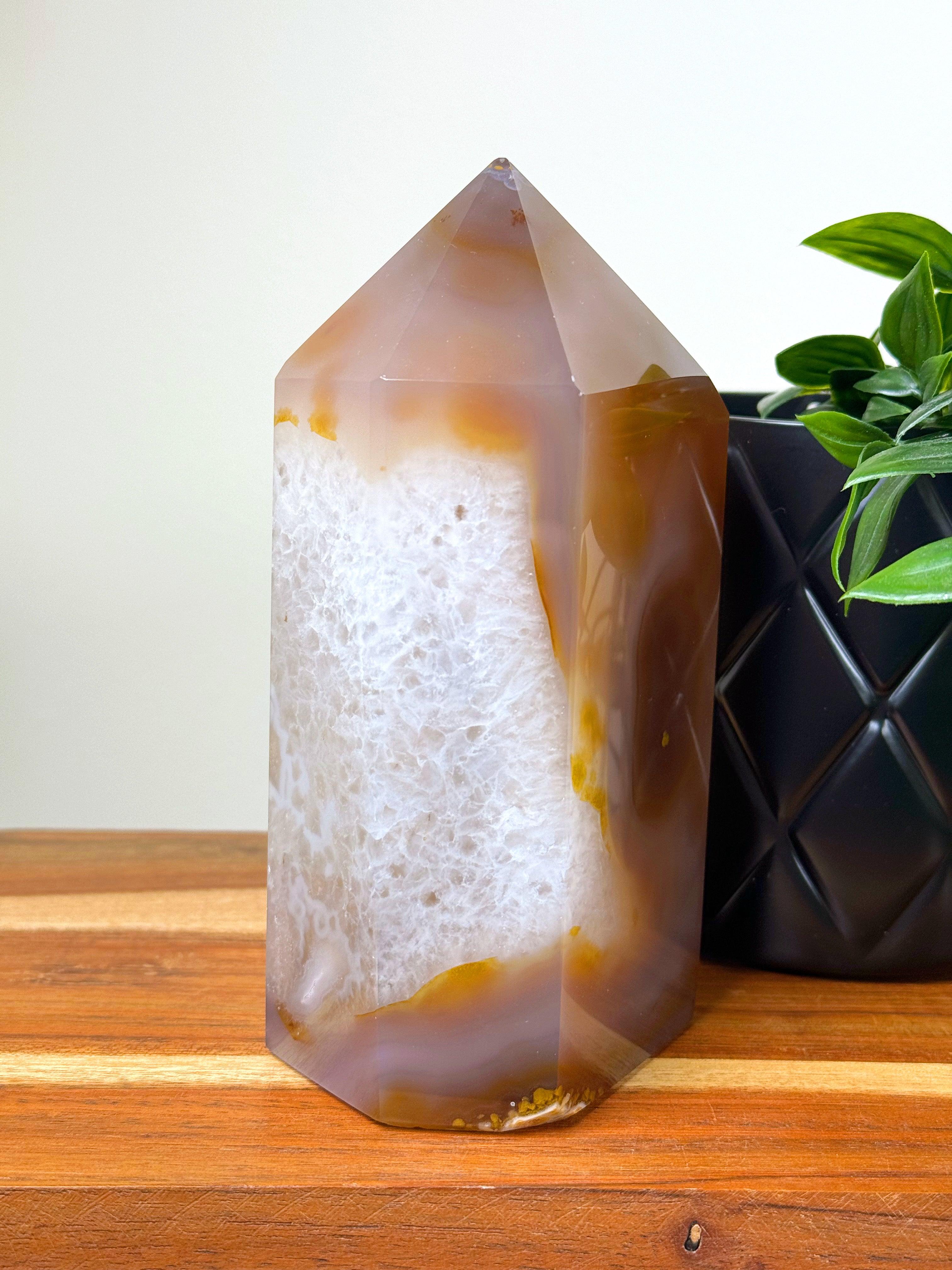 DRUZY AGATE TOWER 2 - agate, druzy agate, googly agate, googly eye, googly eye agate, one of a kind, point, statement piece, tower - The Mineral Maven