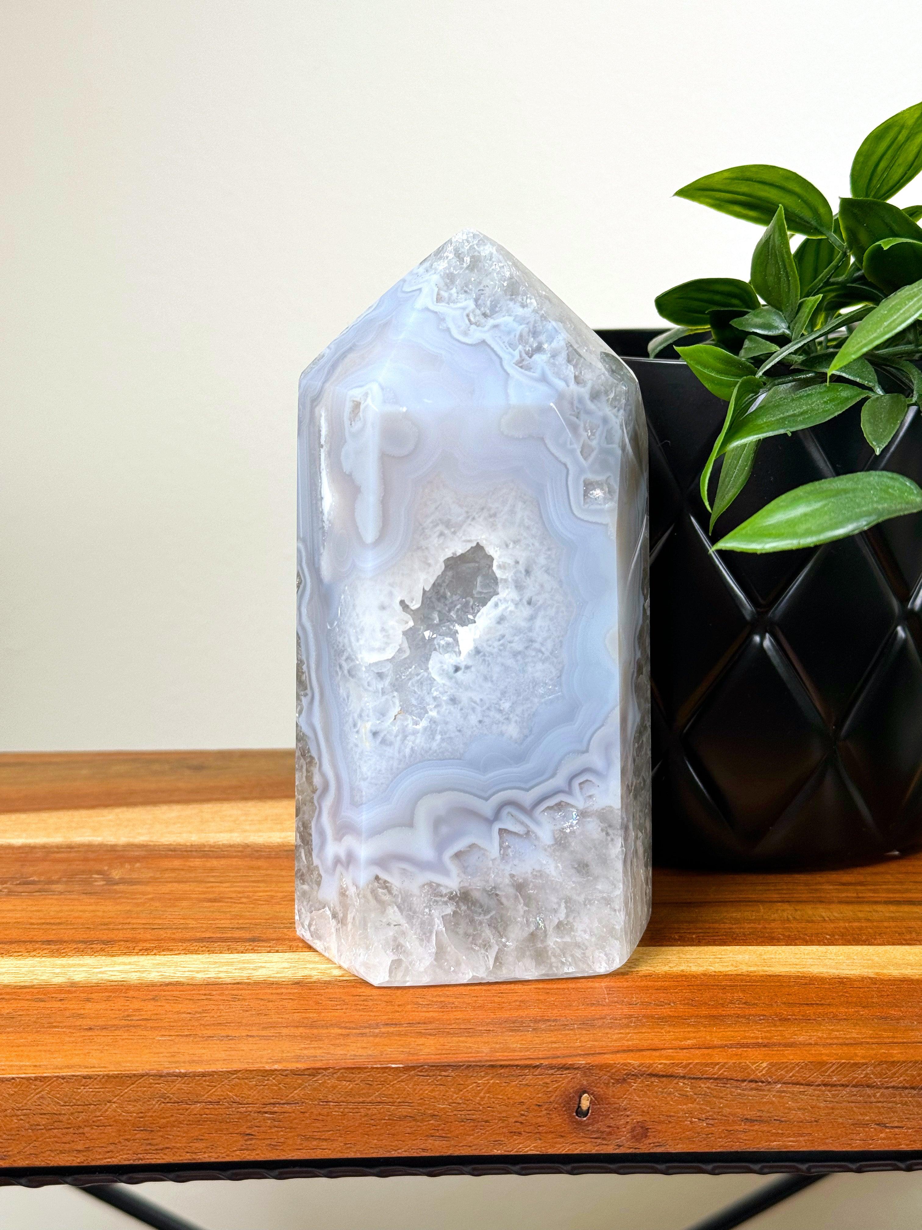 DRUZY AGATE TOWER 4 - agate, druzy agate, googly agate, googly eye, googly eye agate, one of a kind, point, statement piece, tower - The Mineral Maven