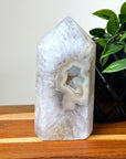 DRUZY AGATE TOWER 5 - agate, Black Friday sale, druzy agate, googly agate, googly eye, googly eye agate, one of a kind, point, statement piece, tower - The Mineral Maven