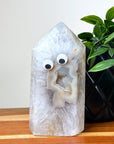 DRUZY AGATE TOWER 5 - agate, Black Friday sale, druzy agate, googly agate, googly eye, googly eye agate, one of a kind, point, statement piece, tower - The Mineral Maven