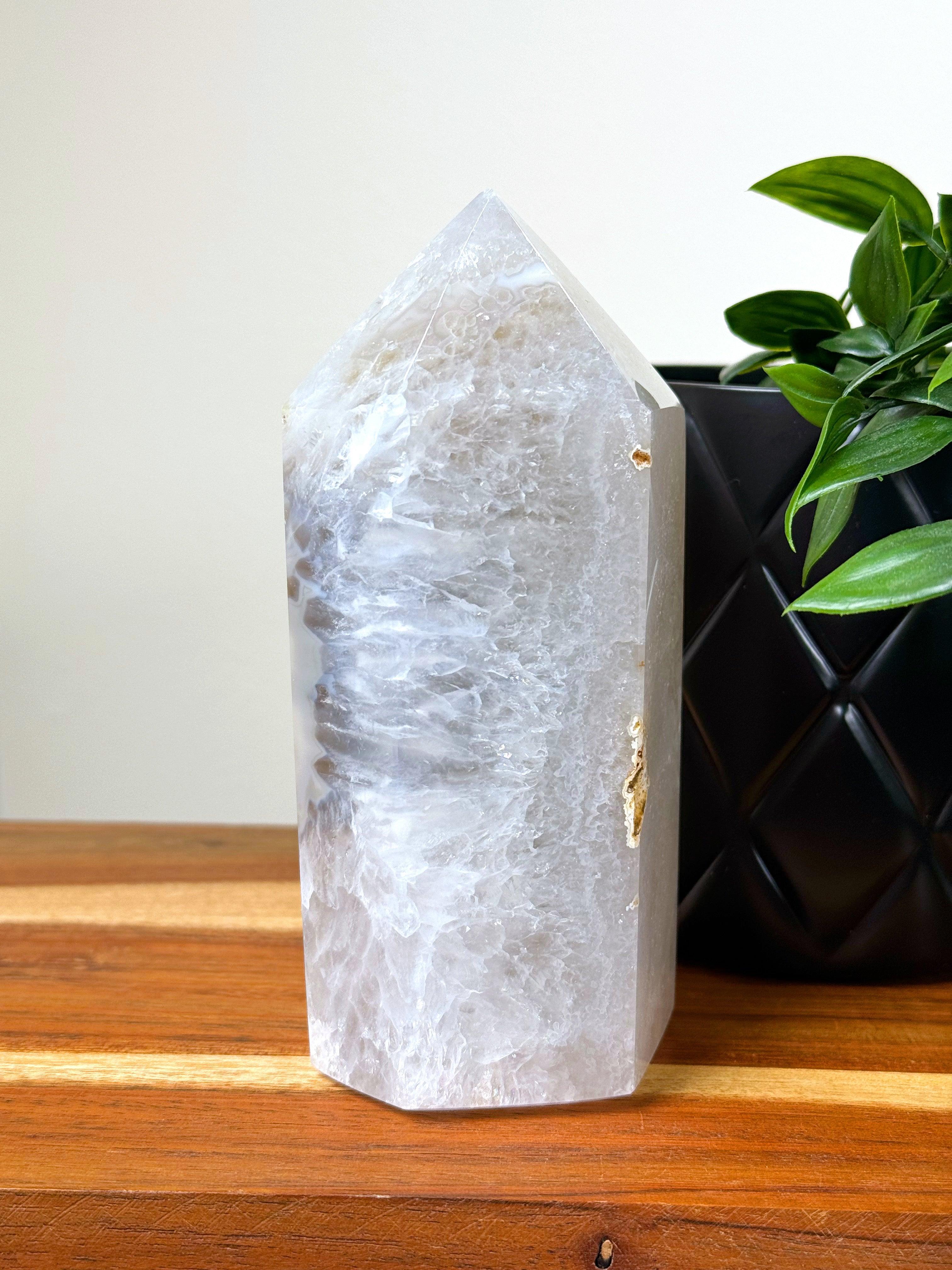 DRUZY AGATE TOWER 5 - agate, Black Friday sale, druzy agate, googly agate, googly eye, googly eye agate, one of a kind, point, statement piece, tower - The Mineral Maven