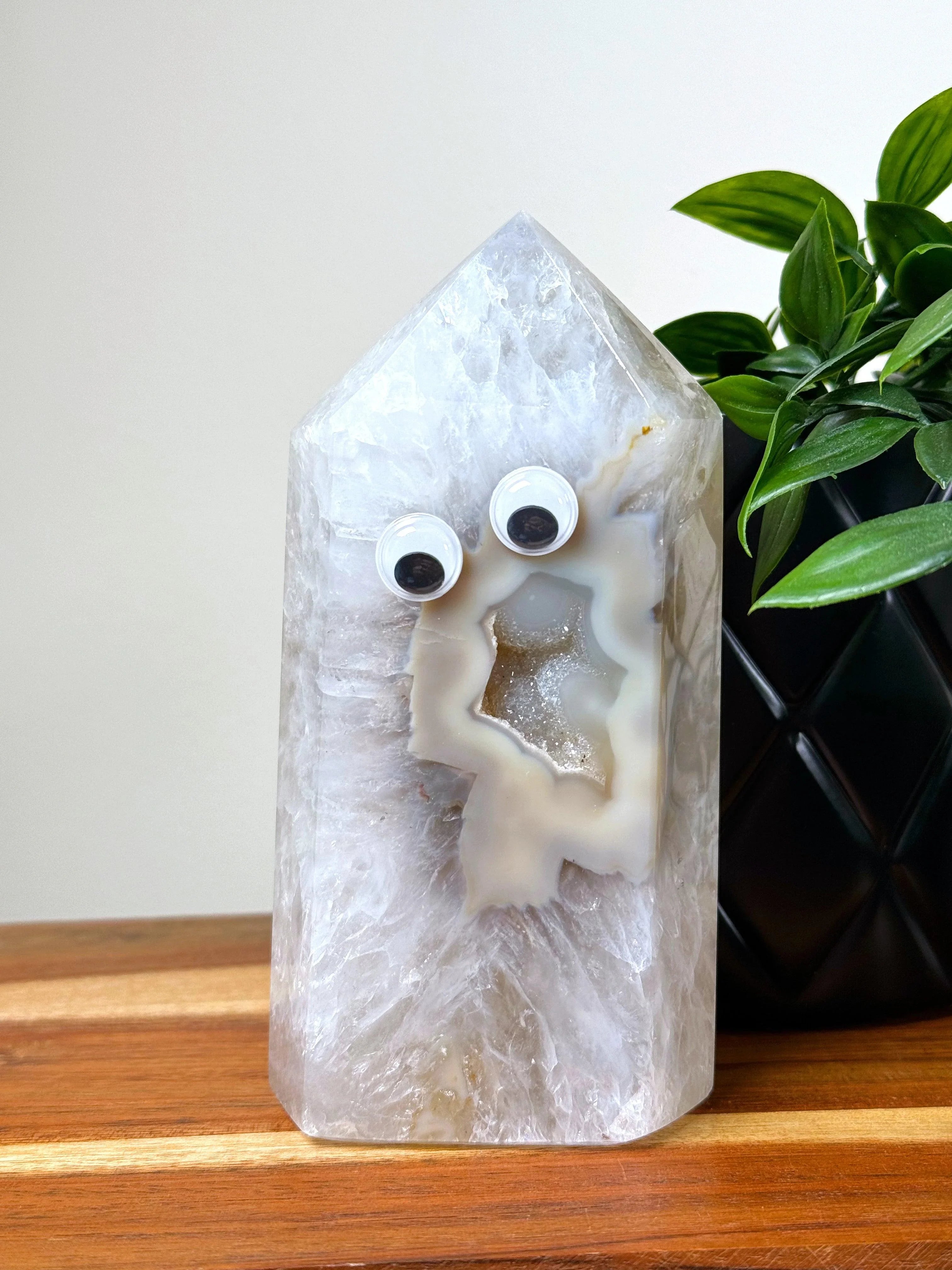 DRUZY AGATE TOWER 5 - agate, Black Friday sale, druzy agate, googly agate, googly eye, googly eye agate, one of a kind, point, statement piece, tower - The Mineral Maven