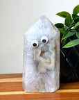 DRUZY AGATE TOWER 5 - agate, Black Friday sale, druzy agate, googly agate, googly eye, googly eye agate, one of a kind, point, statement piece, tower - The Mineral Maven