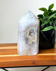 DRUZY AGATE TOWER 5 - agate, Black Friday sale, druzy agate, googly agate, googly eye, googly eye agate, one of a kind, point, statement piece, tower - The Mineral Maven