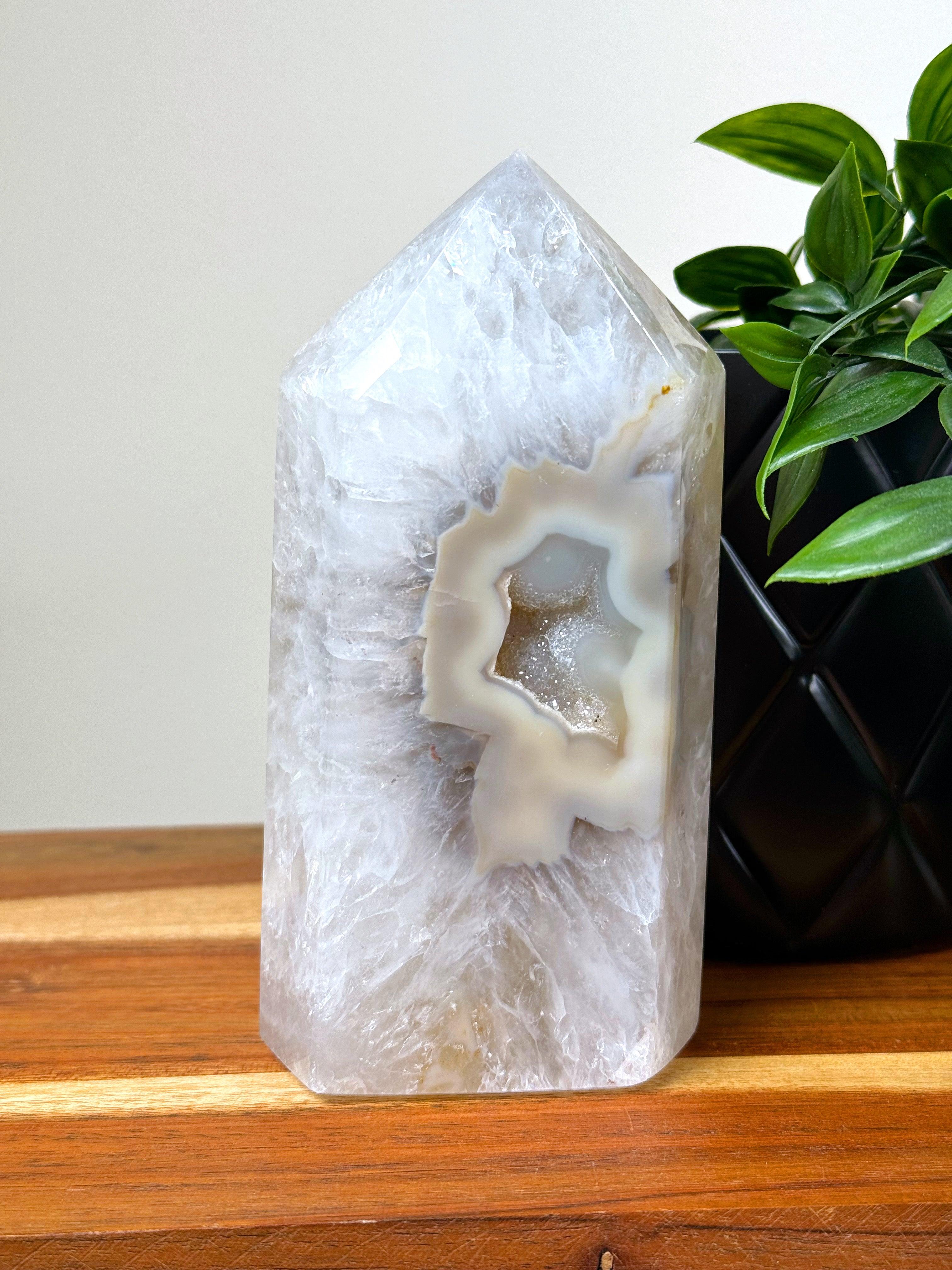 DRUZY AGATE TOWER 5 - agate, druzy agate, googly agate, googly eye, googly eye agate, one of a kind, point, statement piece, tower - The Mineral Maven