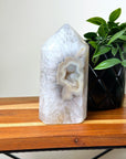 DRUZY AGATE TOWER 5 - agate, druzy agate, googly agate, googly eye, googly eye agate, one of a kind, point, statement piece, tower - The Mineral Maven