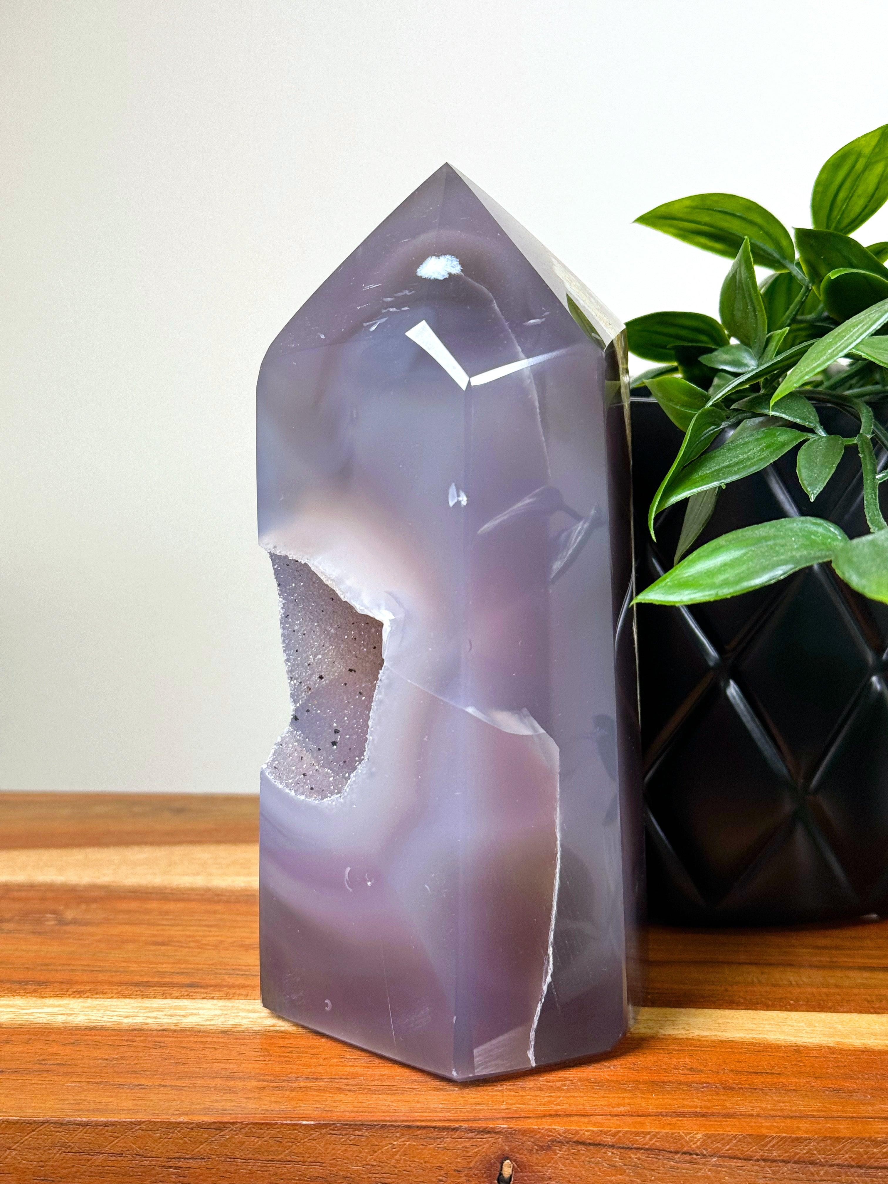 DRUZY AGATE TOWER 8 - agate, Black Friday sale, druzy agate, googly agate, googly eye, googly eye agate, one of a kind, point, statement piece, tower - The Mineral Maven