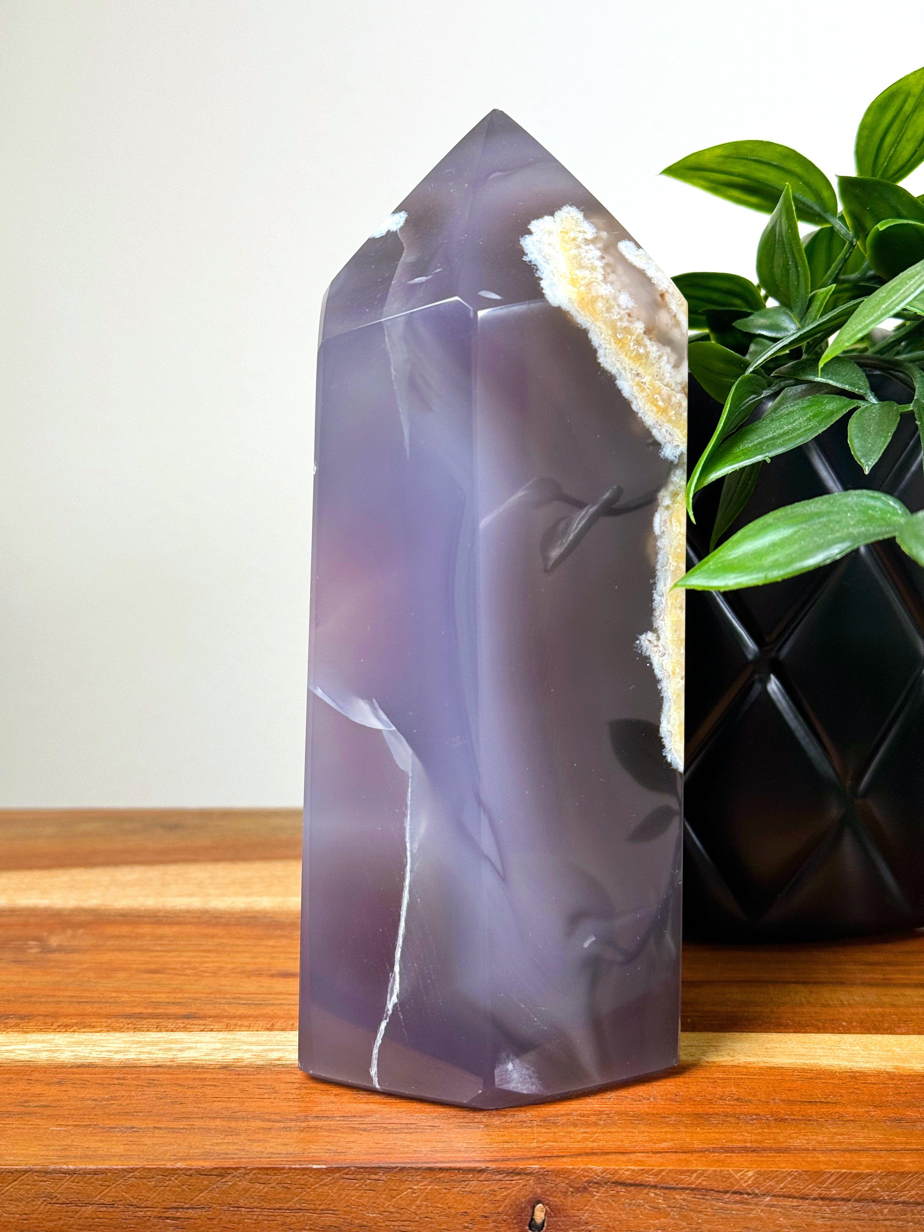 DRUZY AGATE TOWER 8 - agate, Black Friday sale, druzy agate, googly agate, googly eye, googly eye agate, one of a kind, point, statement piece, tower - The Mineral Maven