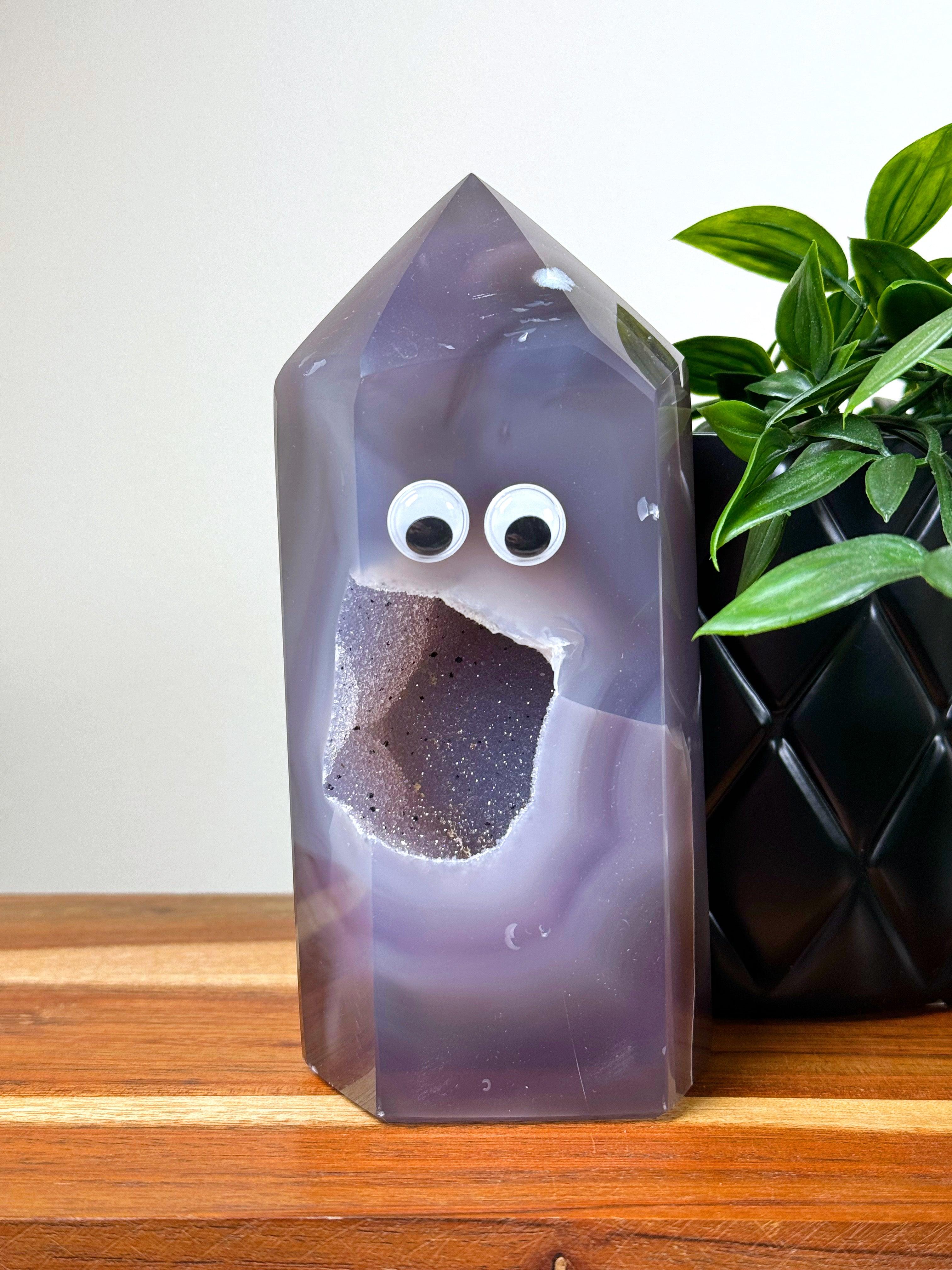 DRUZY AGATE TOWER 8 - agate, Black Friday sale, druzy agate, googly agate, googly eye, googly eye agate, one of a kind, point, statement piece, tower - The Mineral Maven