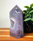 DRUZY AGATE TOWER 8 - agate, druzy agate, googly agate, googly eye, googly eye agate, one of a kind, point, statement piece, tower - The Mineral Maven