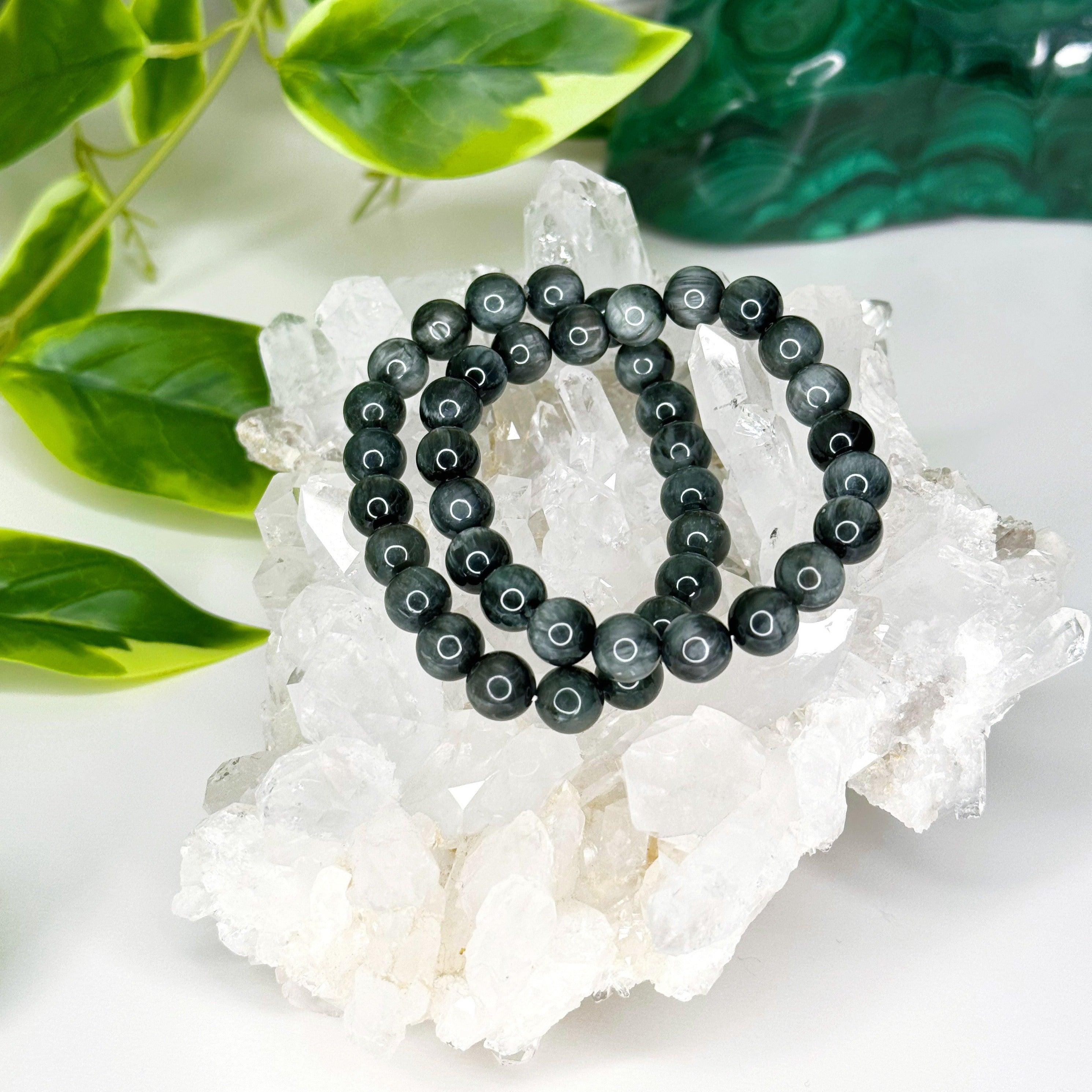 EAGLE EYE 8mm - HANDMADE CRYSTAL BRACELET - 8mm, bracelet, capricorn, capricorn stack, crystal bracelet, eagle eye, earth, fire, Friday the 13th, grey, handmade bracelet, jewelry, Leo, leo stack, market bracelet, recently added, Wearable - The Mineral Maven