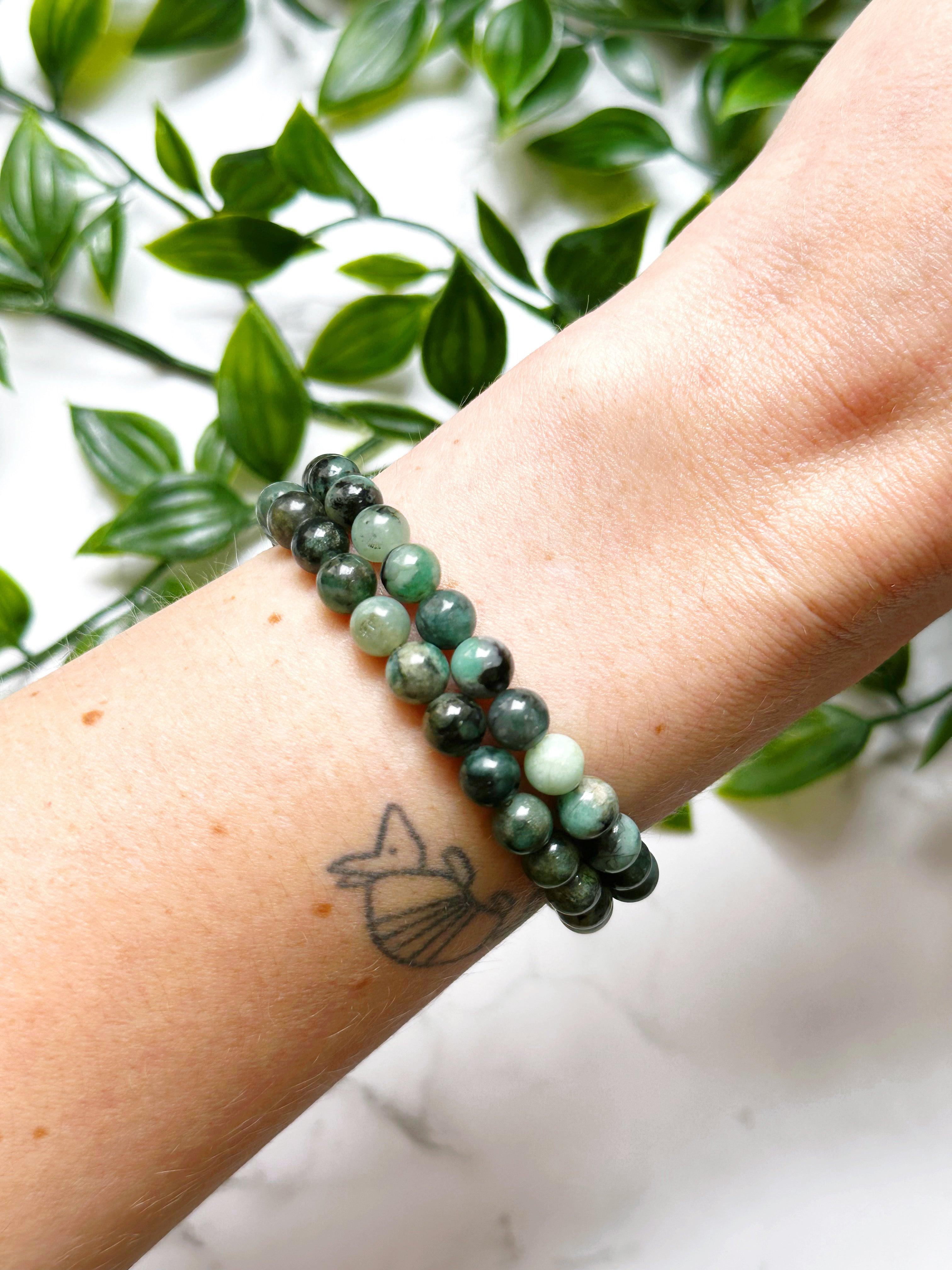 EMERALD 6mm - HANDMADE CRYSTAL BRACELET - 10 Dec Inventory, 6mm, april astro, bracelet, bracelet inventory check, cancer, cancer stack, crystal bracelet, earth, emerald, faceted, gemini, gemini stack, green, handmade bracelet, jewelry, June 2025 inventory check, june wrist candy, market bracelet, may day/beltane, summer wrist candy, taurus, taurus stack, Wearable - The Mineral Maven