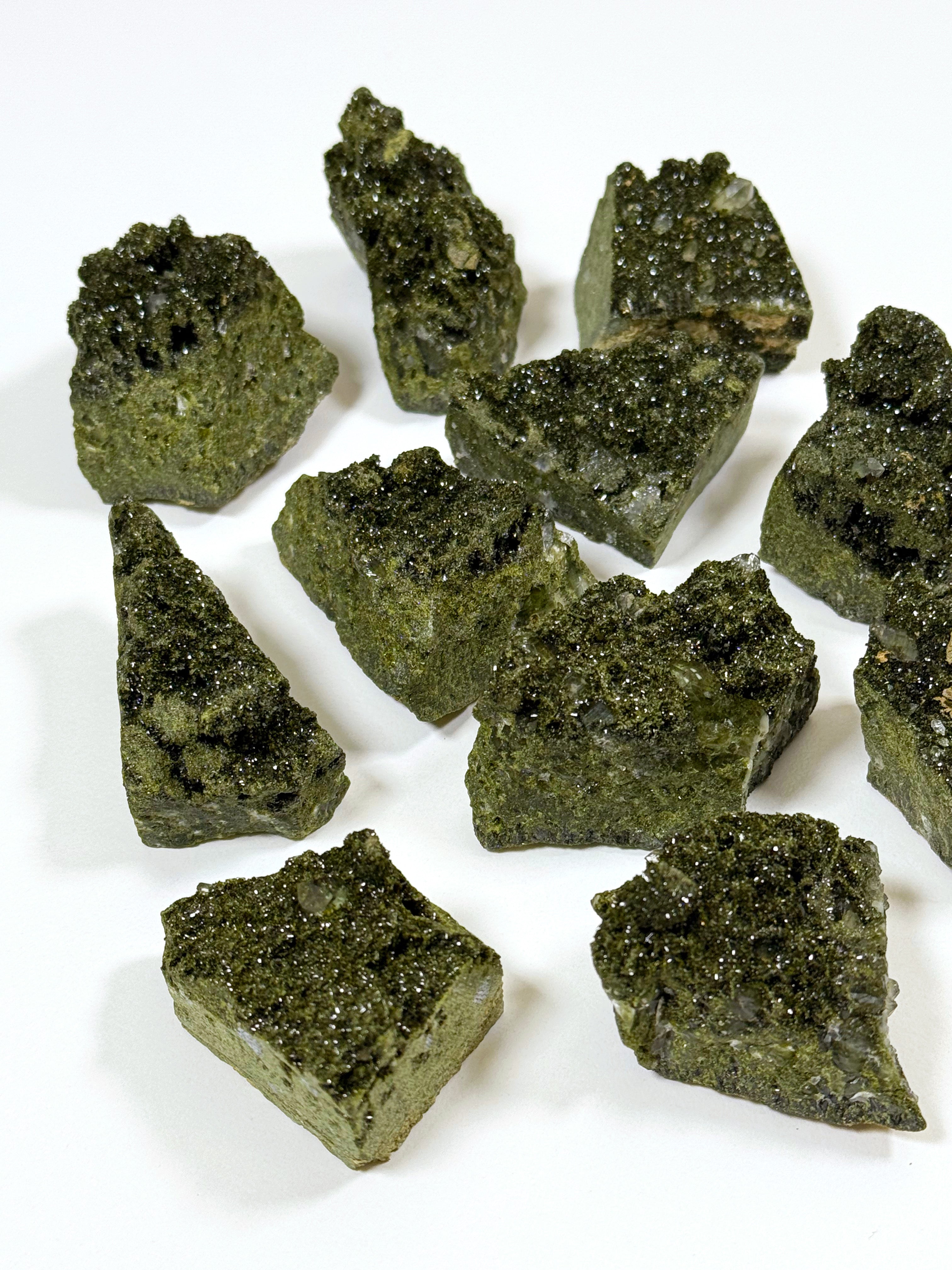 EPIDOTE + QUARTZ CLUSTER - epidote, epidote quartz, fairy forest, fairy forest epidote, fairy forest quartz, forest quartz, good luck + abundance, pocket crystal, pocket stone, raw crystal, raw epidote, raw stone, recently added, rough crystal, Rough Stone - The Mineral Maven