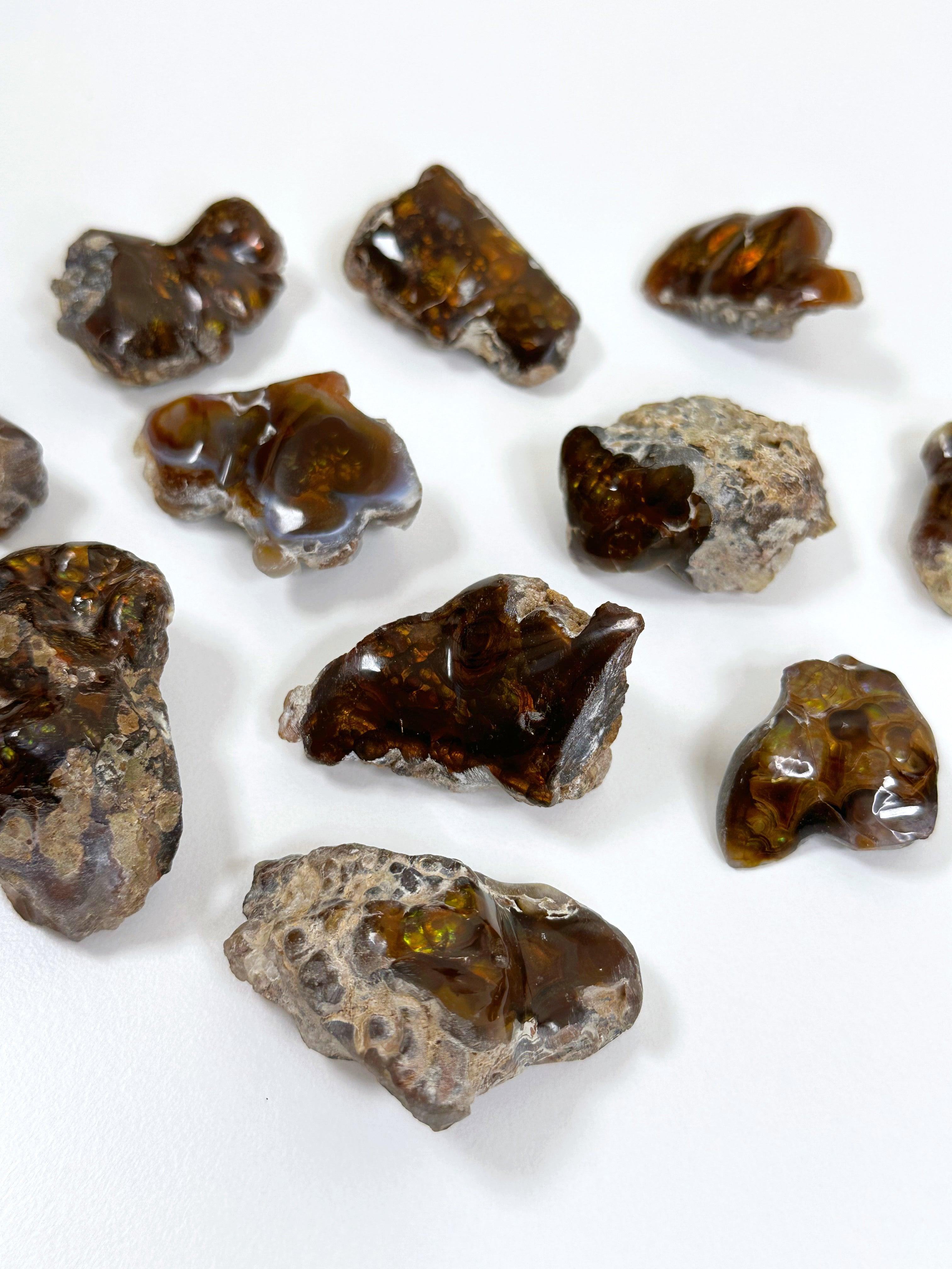 FIRE AGATE - SEMI POLISHED - 33 bday, 444 sale, crystal, emotional support, fire agate, holiday sale, new year sale, raw crystal, recently added, Rough Stone - The Mineral Maven