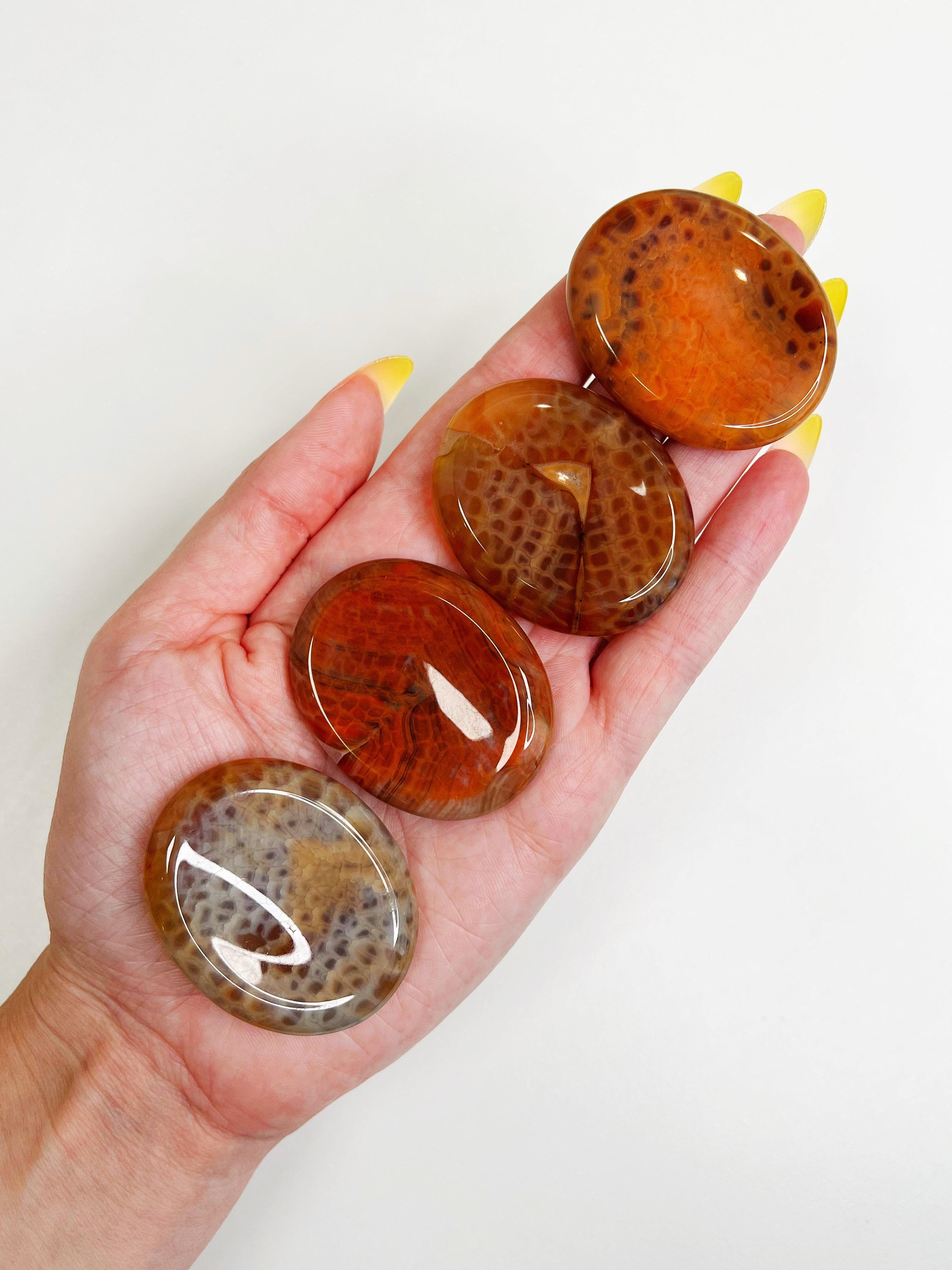 FIRE AGATE THUMBSTONE - 33 bday, 444 sale, Agate, Black Friday sale, emotional support, end of year sale, fire agate, holiday sale, new year sale, pocket crystal, pocket stone, thumbstone, update, worry stone - The Mineral Maven