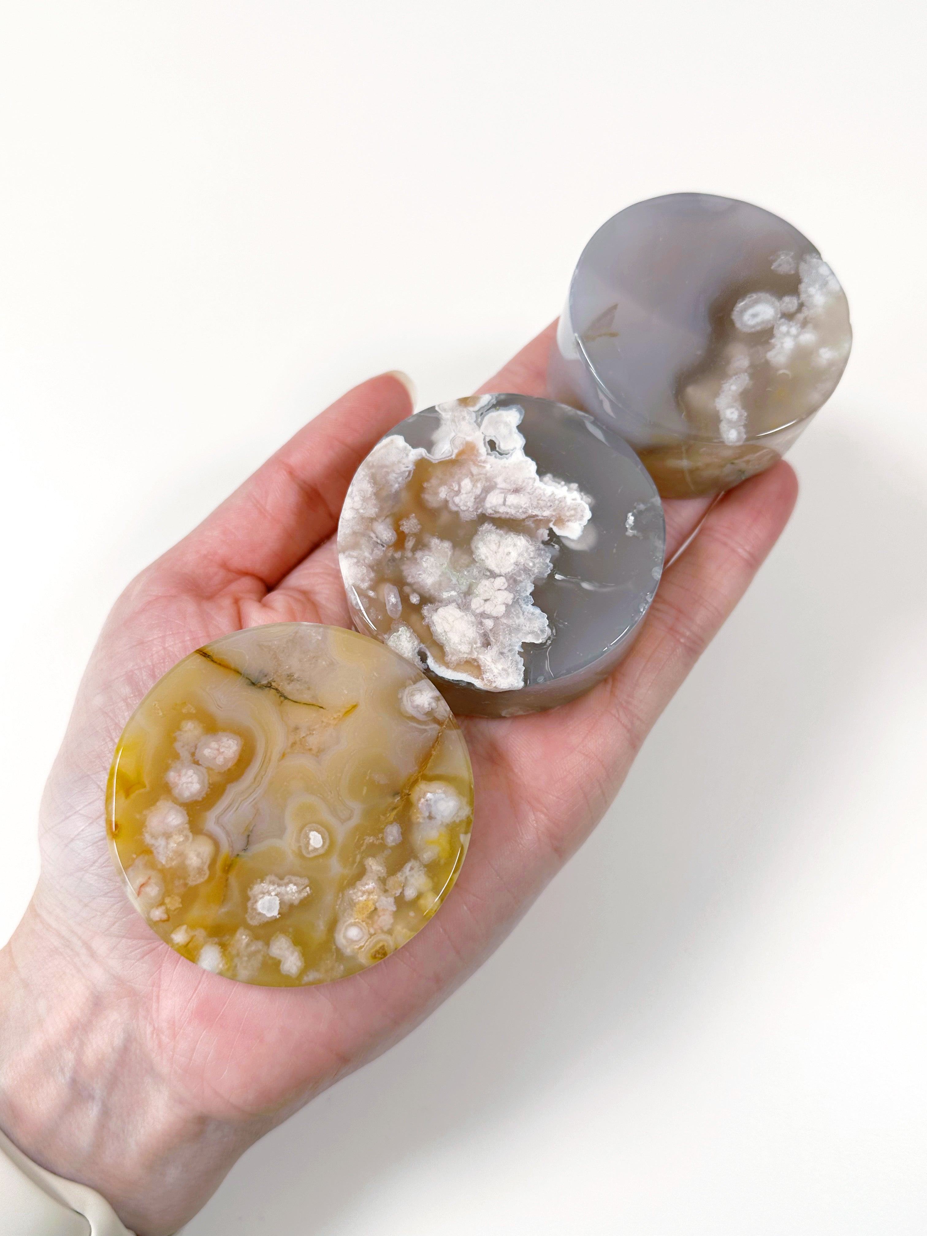 FLOWER AGATE DISC - 33 bday, Black Friday sale, flower agate, holiday sale, polished, polished stone - The Mineral Maven