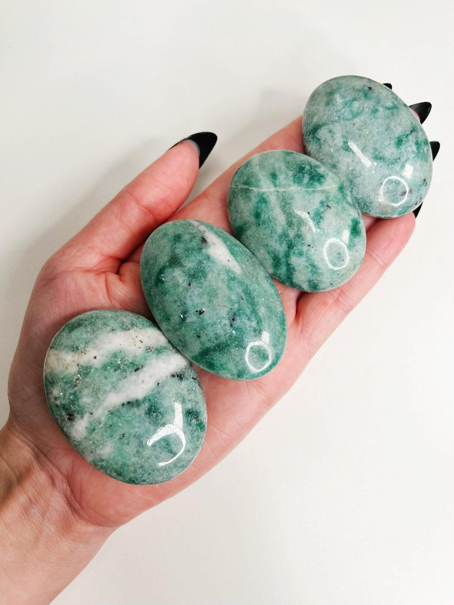 FUCHSITE PALM STONE - 33 bday, 444 sale, Black Friday sale, end of year sale, holiday sale, new year sale, palm, palm stone, palmstone - The Mineral Maven
