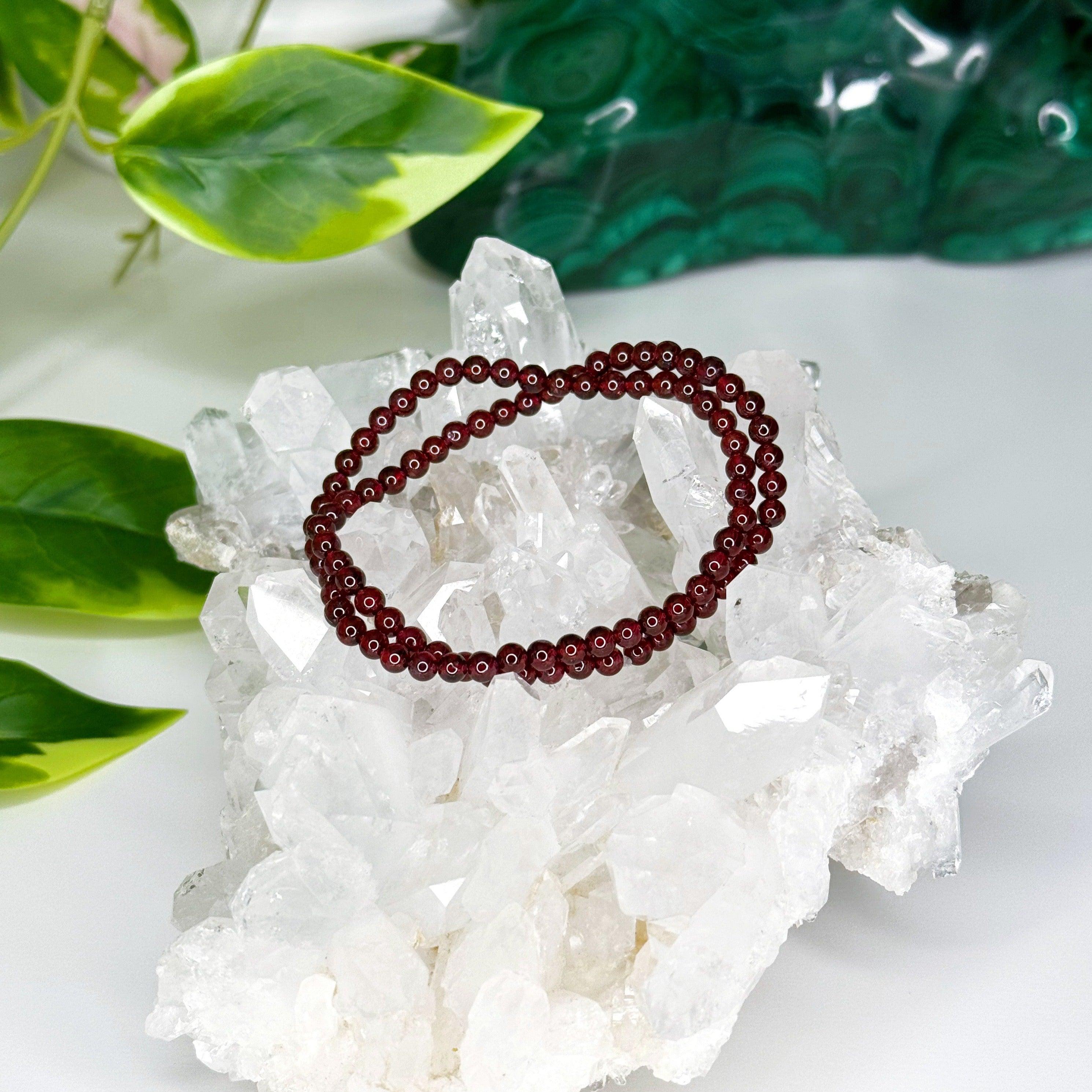 GARNET 4mm - HANDMADE CRYSTAL BRACELET - 10 Dec Inventory, 2025 vibes, 4mm, aquarius, aquarius stack, Aries, aries stack, bracelet, bracelet inventory check, capricorn, capricorn stack, crystal bracelet, earth, fire, garnet, handmade bracelet, jewelry, June 2025 inventory check, Leo, leo stack, Leo szn, market bracelet, red, solstice collection, virgo, virgo stack, Wearable, winter solstice, winter solstice collection - The Mineral Maven