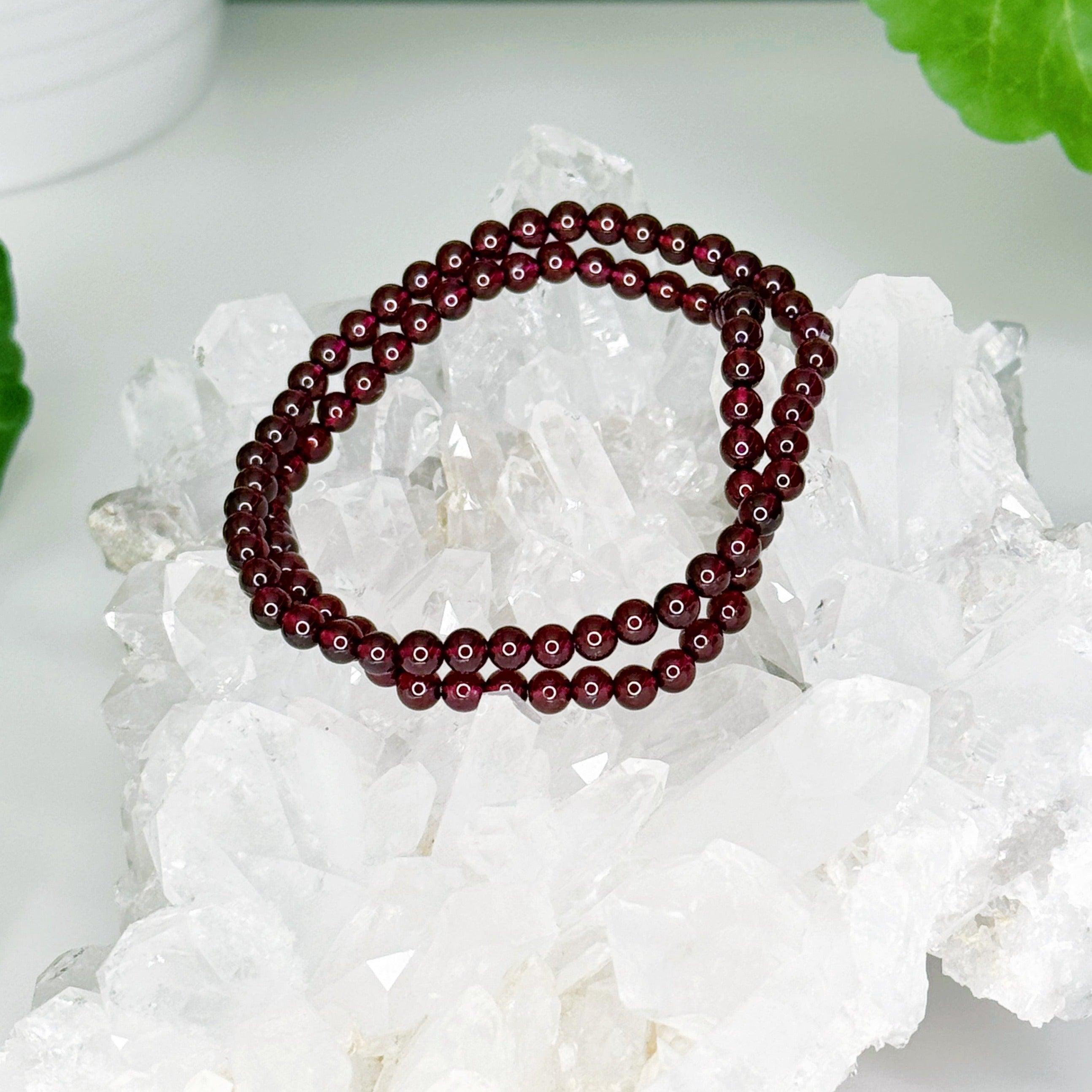 GARNET 4mm - HANDMADE CRYSTAL BRACELET - 10 Dec Inventory, 2025 vibes, 4mm, aquarius, aquarius stack, Aries, aries stack, bracelet, bracelet inventory check, capricorn, capricorn stack, crystal bracelet, earth, fire, garnet, handmade bracelet, jewelry, June 2025 inventory check, Leo, leo stack, Leo szn, market bracelet, red, solstice collection, virgo, virgo stack, Wearable, winter solstice, winter solstice collection - The Mineral Maven
