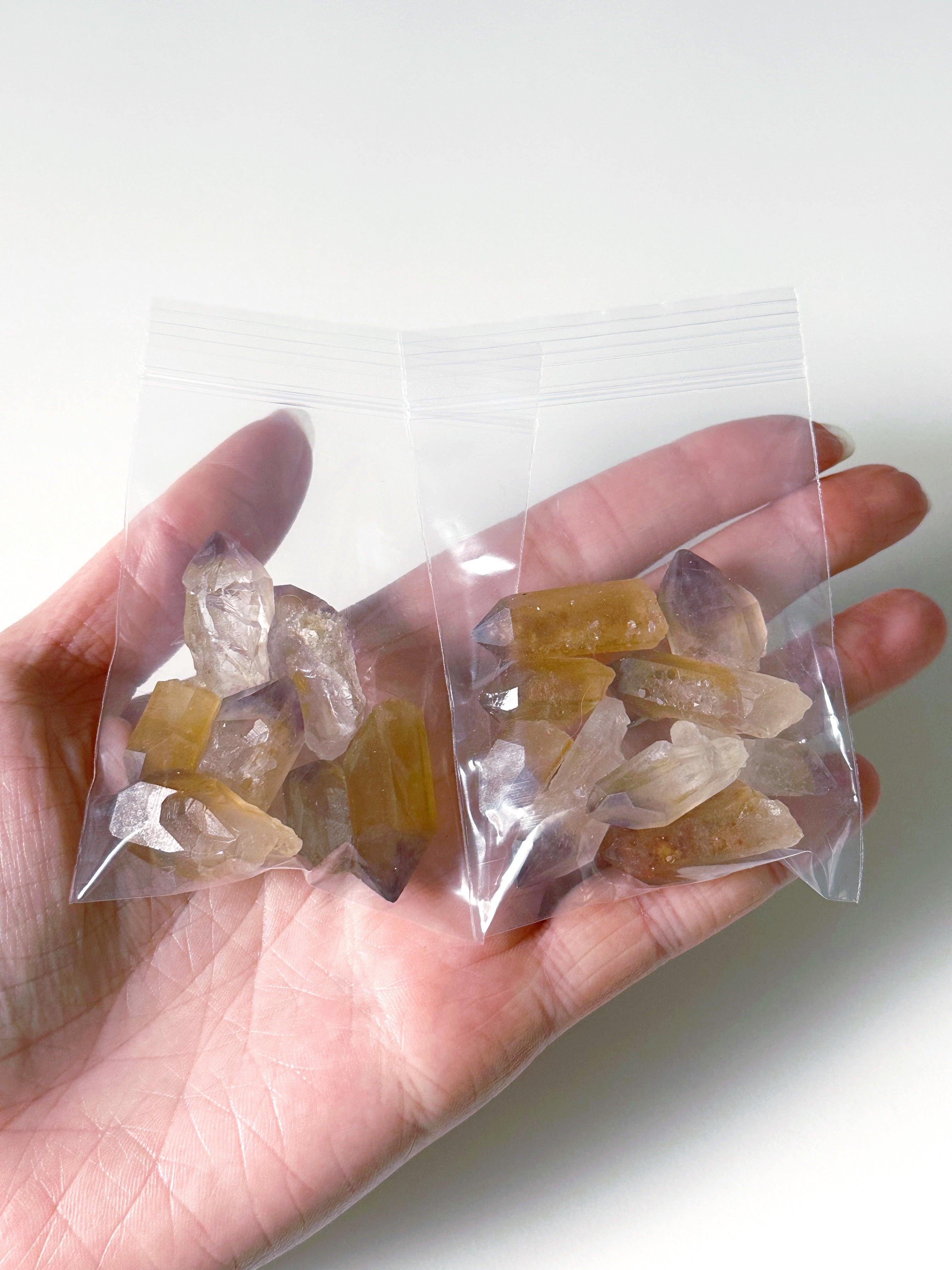 GOLDEN AMETHST BAGGIE (30G) - 33 bday, amethyst, emotional support, golden amethyst, holiday sale, raw crystal, raw point, raw stone, recently added - The Mineral Maven
