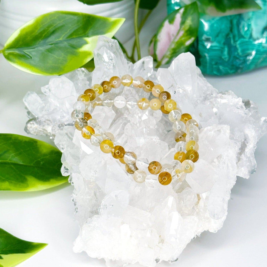 GOLDEN HEALER QUARTZ 6mm - HANDMADE CRYSTAL BRACELET - 6mm, bracelet, crystal bracelet, fall-o-ween, fall-o-ween bracelets, golden healer quartz, handmade bracelet, jewelry, market bracelet, old stock bracelet, recently added, Wearable, yellow - The Mineral Maven