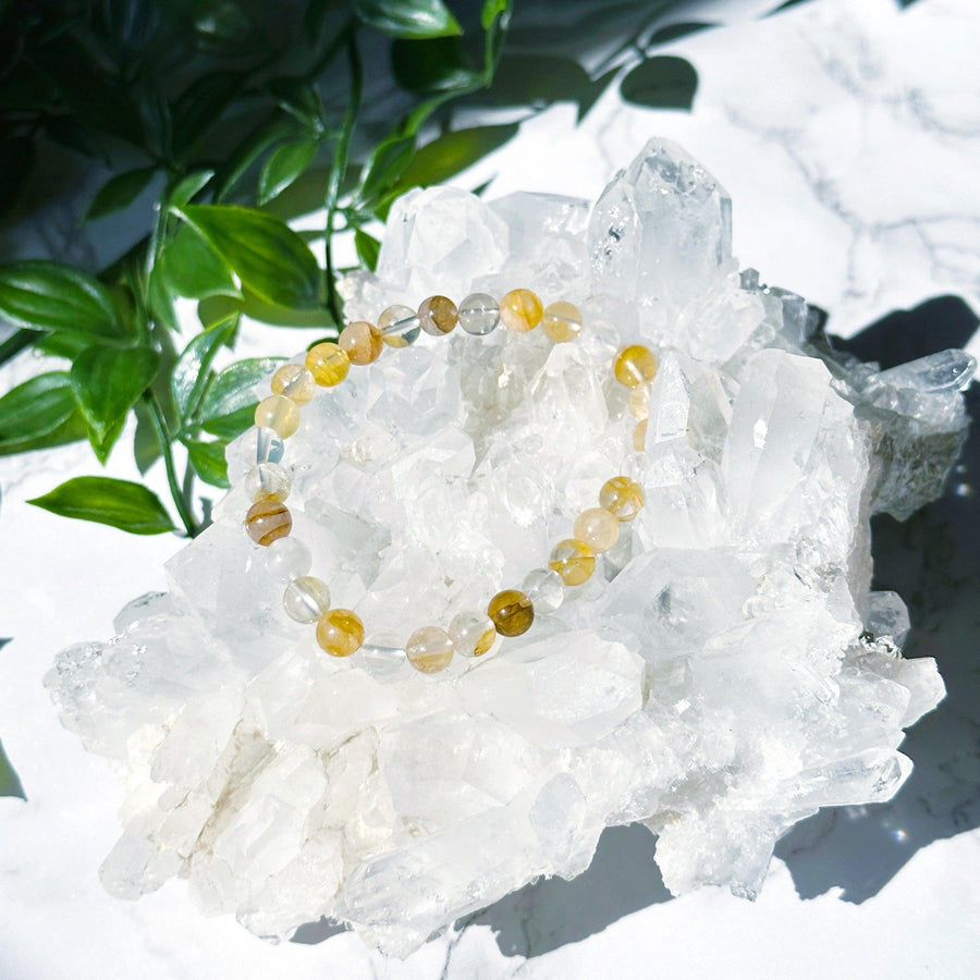 GOLDEN HEALER QUARTZ 6mm - HANDMADE CRYSTAL BRACELET - 6mm, bracelet, crystal bracelet, fall-o-ween, fall-o-ween bracelets, golden healer quartz, handmade bracelet, jewelry, market bracelet, old stock bracelet, recently added, Wearable, yellow - The Mineral Maven