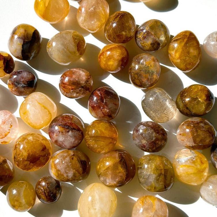 GOLDEN HEALER QUARTZ CHONK - 2025 vibes, 33 bday, 444 sale, Black Friday sale, bulk, end of year sale, golden healer, golden healer quartz, hematoid quartz, holiday sale, pocket crystal, pocket crystals, pocket stone, tumble, tumbled stone, tumbles - The Mineral Maven