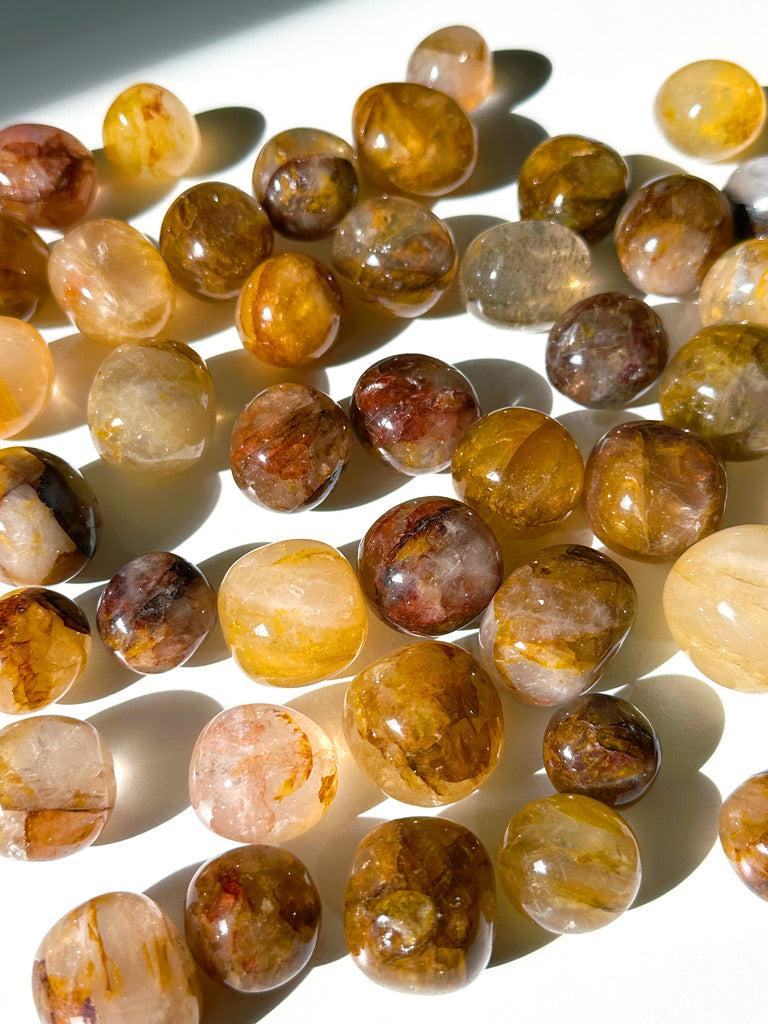 GOLDEN HEALER QUARTZ CHONK - 33 bday, 444 sale, bulk, end of year sale, golden healer, golden healer quartz, hematoid quartz, holiday sale, pocket crystal, pocket crystals, pocket stone, recently added, tumble, tumbled stone, tumbles - The Mineral Maven
