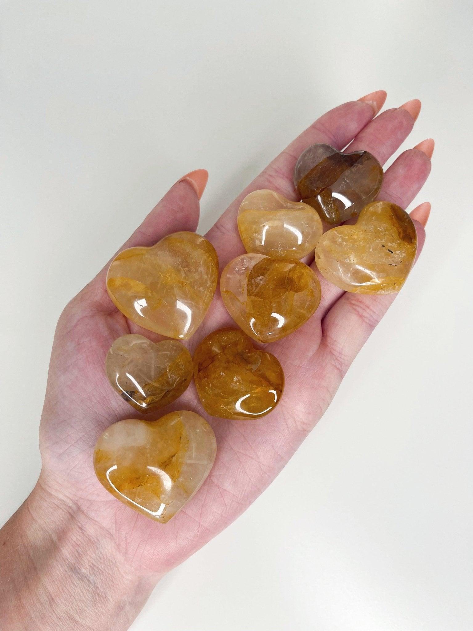 GOLDEN HEALER QUARTZ MINI HEART - 33 bday, 444 sale, end of year sale, flash sale, golden healer, golden healer quartz, heart, holiday sale, Leo season, mini heart, new year sale, pocket crystal, pocket stone, protection, tumble - The Mineral Maven