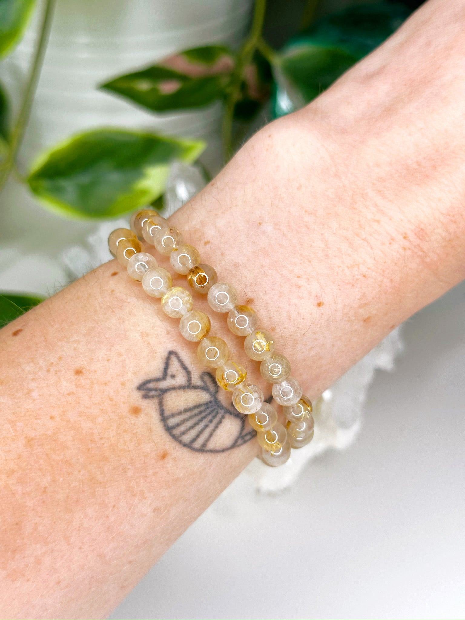 GOLDEN RUTILATED QUARTZ 6mm - HANDMADE CRYSTAL BRACELET - 10 Dec Inventory, 6mm, bracelet, bracelet inventory check, clear/white, crystal bracelet, emotional support, fall-o-ween, fall-o-ween bracelets, focus gift bundle, gemini, gemini stack, golden rutilated, golden rutilated quartz, handmade bracelet, jewelry, June 2025 inventory check, leo, leo stack, market bracelet, metallic, rutilated quartz, storm, Wearable, yellow - The Mineral Maven