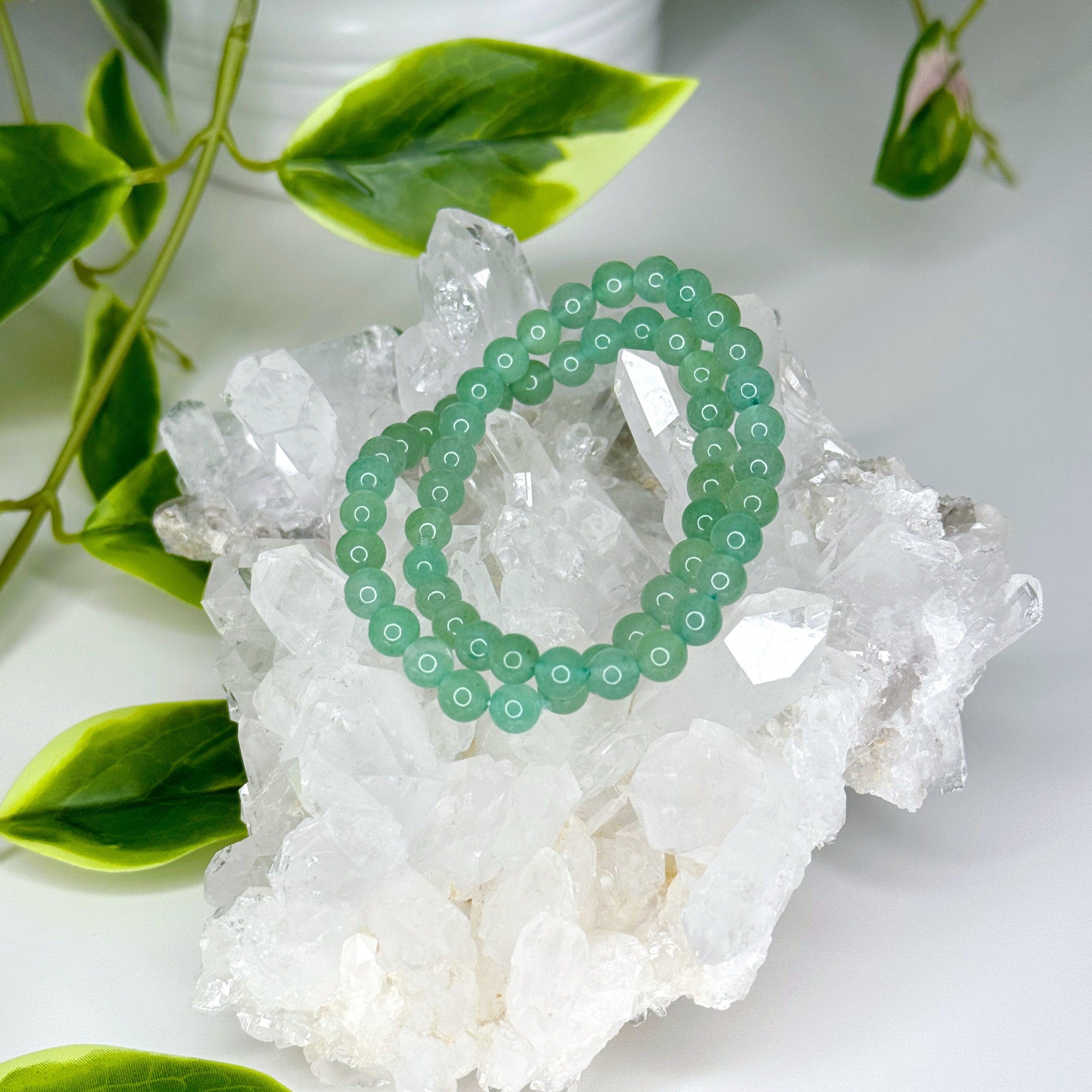 GREEN AVENTURINE 6mm - HANDMADE CRYSTAL BRACELET - 6mm, Aries, aventurine, bracelet, bracelet inventory check, career, crystal bracelet, earth, fertility, good luck + abundance, green, green aventurine, handmade bracelet, jewelry, June 2025 inventory check, Leo, market bracelet, spring things, water, Wearable - The Mineral Maven