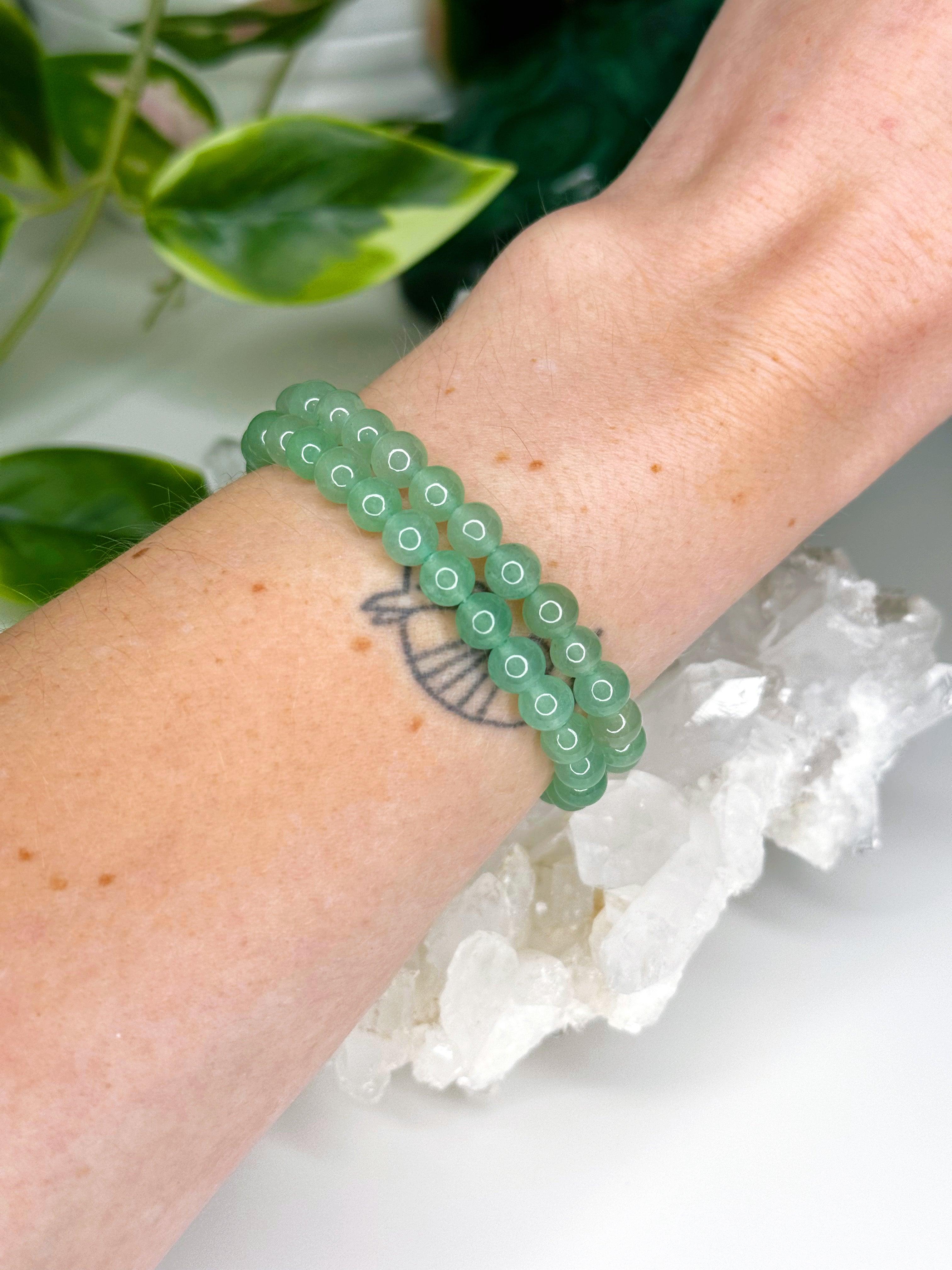 GREEN AVENTURINE 6mm - HANDMADE CRYSTAL BRACELET - 6mm, Aries, aventurine, bracelet, bracelet inventory check, career, crystal bracelet, earth, fertility, good luck + abundance, green, green aventurine, handmade bracelet, jewelry, June 2025 inventory check, Leo, market bracelet, spring things, water, Wearable - The Mineral Maven