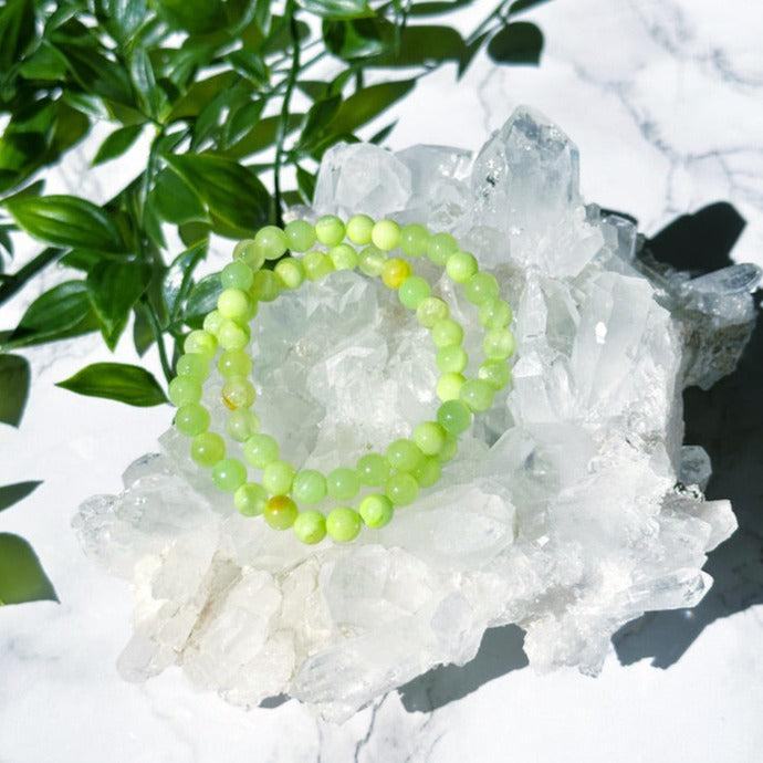GREEN CALCITE 6mm - HANDMADE CRYSTAL BRACELET - 6mm, bracelet, calcite, crystal bracelet, emotional support, gemini, green, green calcite, handmade bracelet, jewelry, June 2025 inventory check, market bracelet, Wearable - The Mineral Maven