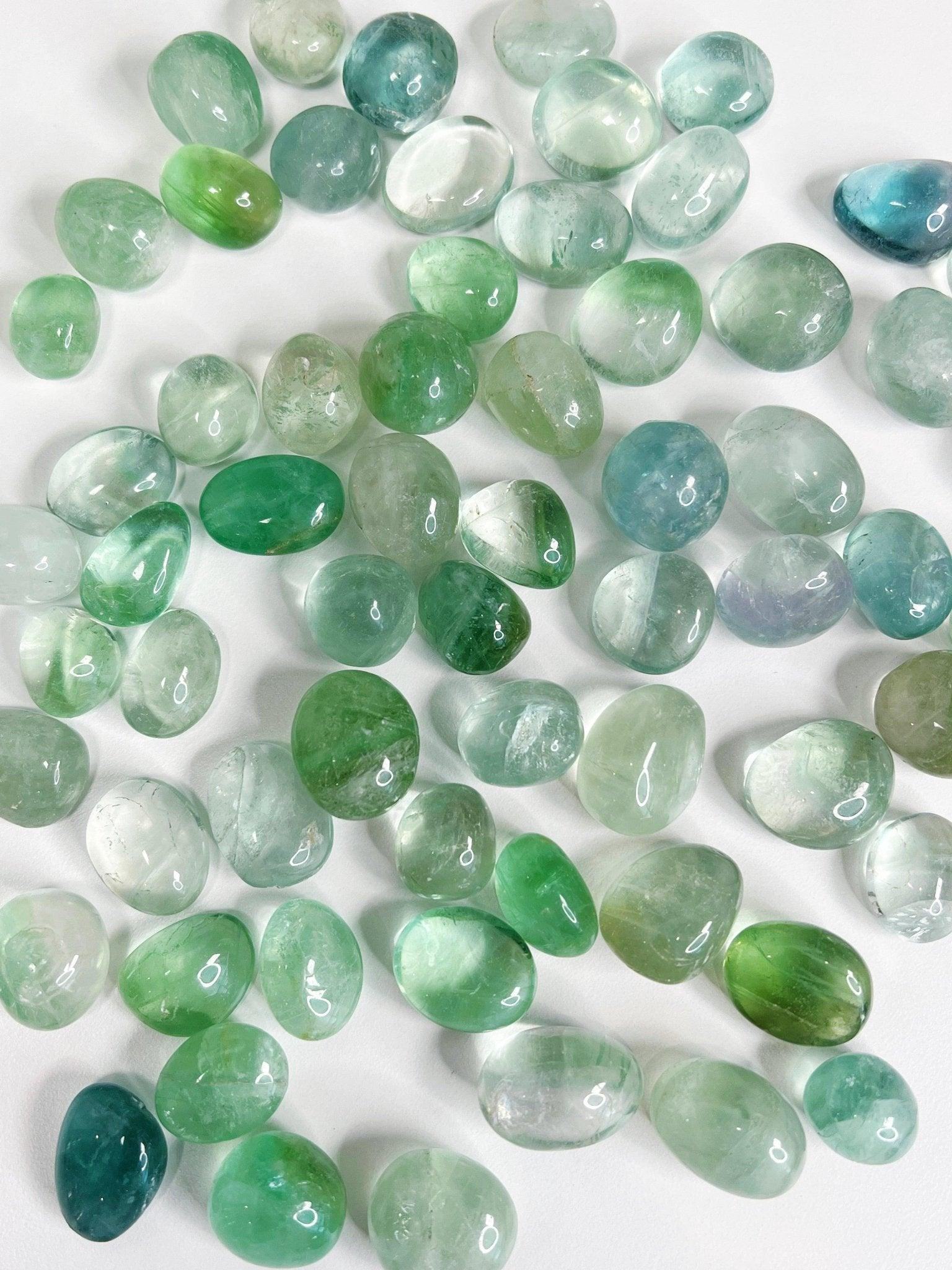 GREEN FLUORITE TUMBLE - 33 bday, 444 sale, Black Friday sale, bulk, crystals for beginners, end of year sale, fluorite, focus gift bundle, green fluorite, holiday sale, mercury rx, new year sale, pocket crystal, pocket stone, tumble, update - The Mineral Maven