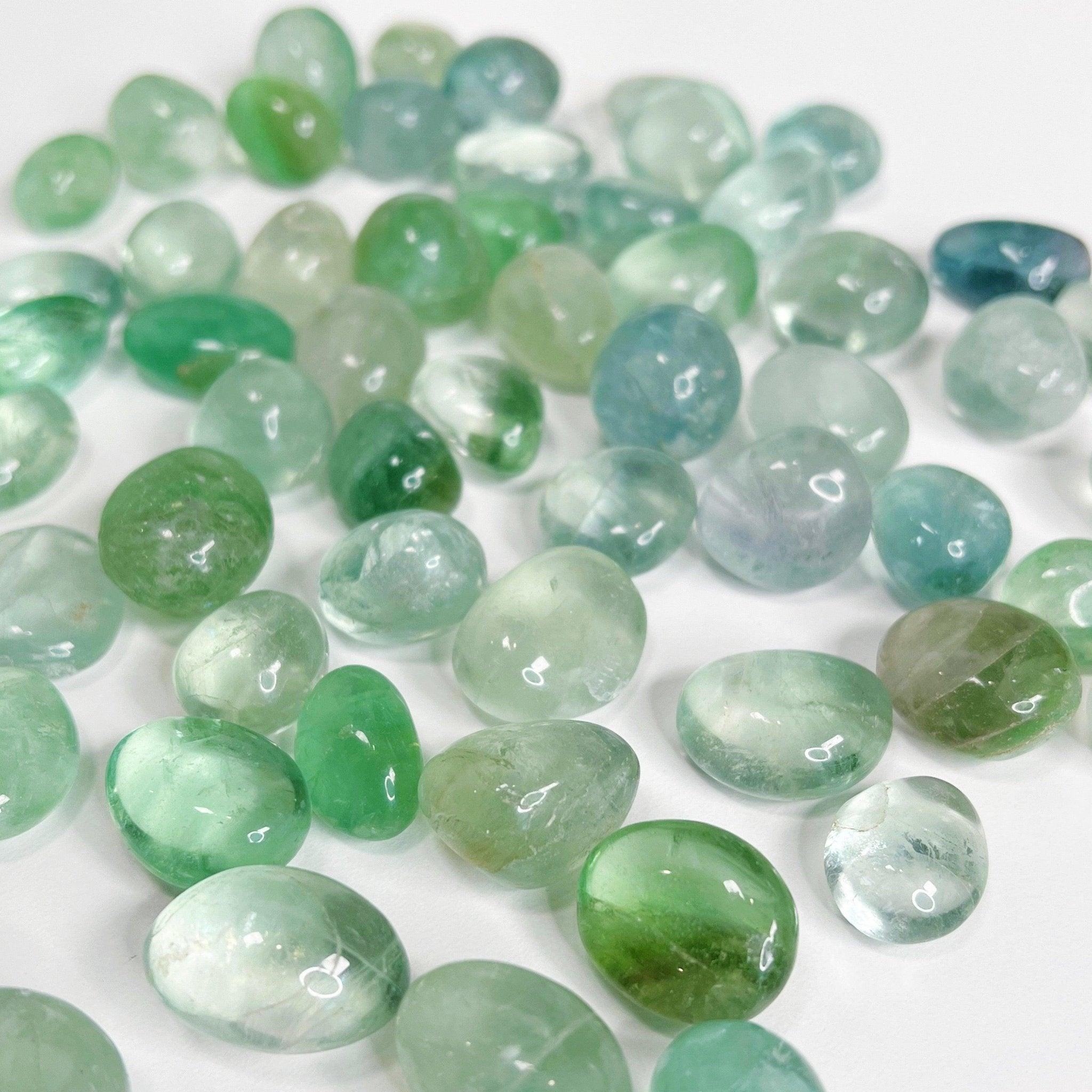 GREEN FLUORITE TUMBLE - 33 bday, 444 sale, Black Friday sale, bulk, crystals for beginners, end of year sale, fluorite, focus gift bundle, green fluorite, holiday sale, mercury rx, new year sale, pocket crystal, pocket stone, tumble, update - The Mineral Maven