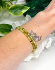 GREEN GARNET (FACETED RONDELLE) 4mm - HANDMADE CRYSTAL BRACELET - 4mm, aquarius, aries, bracelet, capricorn, crystal bracelet, earth, faceted, fire, garnet, green garnet, handmade bracelet, jewelry, joy gift bundle, leo, market bracelet, recently added, rondelle, solstice collection, tsavorite garnet, virgo, Wearable, winter solstice collection - The Mineral Maven
