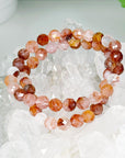 HEMATOID QUARTZ (FACETED) 8mm - HANDMADE CRYSTAL BRACELET - 8mm, bracelet, crystal bracelet, faceted, fire, handmade bracelet, hematite, hematite in quartz, hematoid quartz, jewelry, lepidocrocite, quartz, recently added, red, valentines bracelets, valentines vibes, Wearable - The Mineral Maven