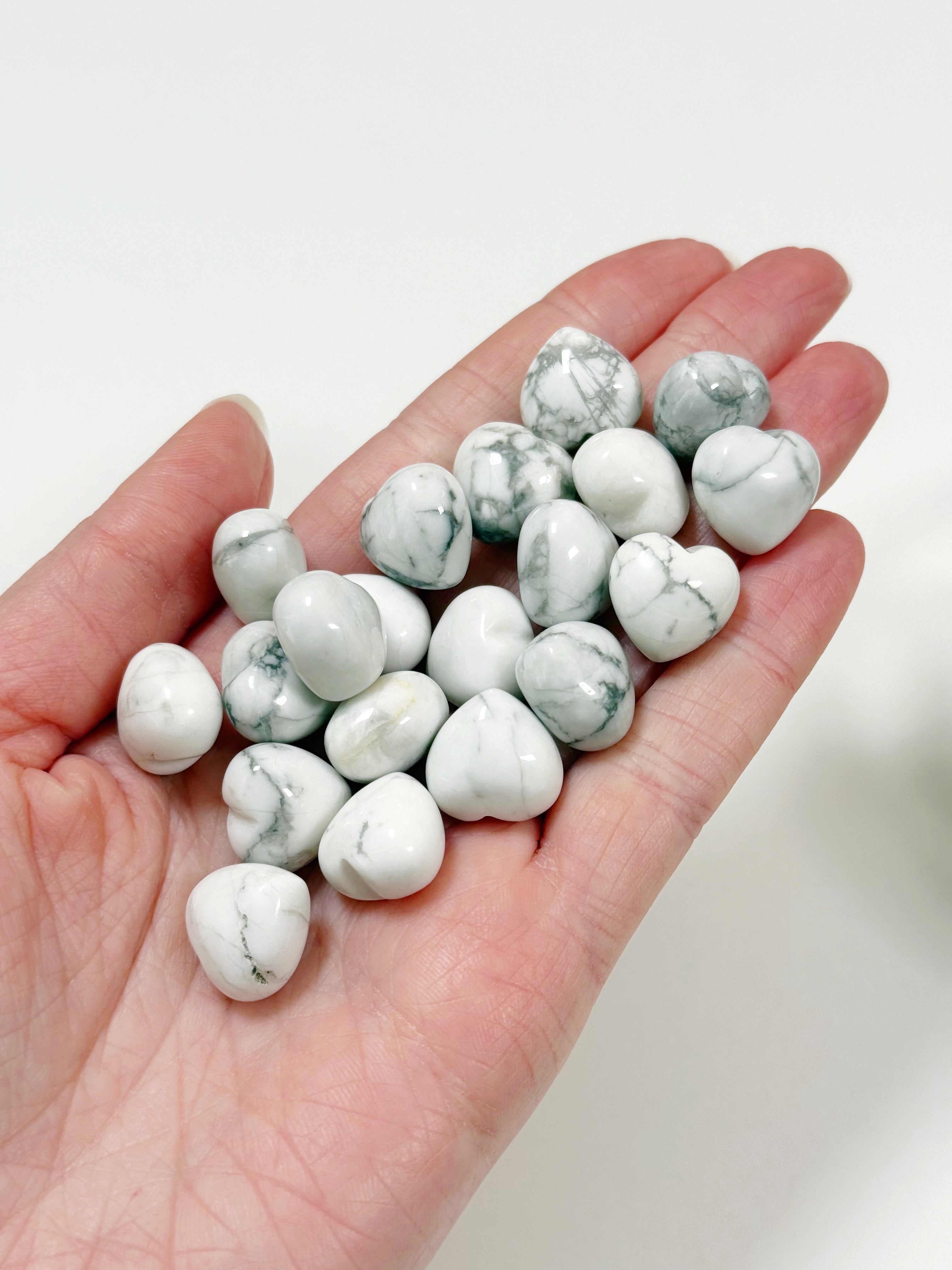 HOWLITE MINI HEART - 6th anniversary, heart, heart shape, howlite, mini heart, pocket crystal, pocket crystals, pocket stone - The Mineral Maven