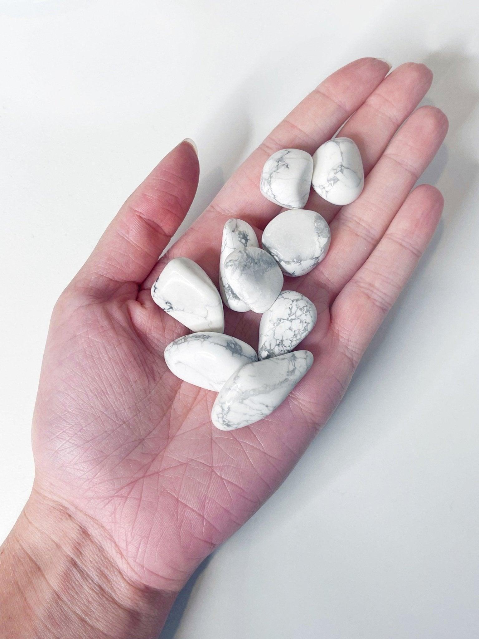 HOWLITE TUMBLE - 33 bday, 444 sale, Black Friday sale, bulk, calm gift bundle, emotional support, end of year sale, flash sale, holiday sale, howlite, new year sale, pocket crystal, tumble, tumbles, white - The Mineral Maven