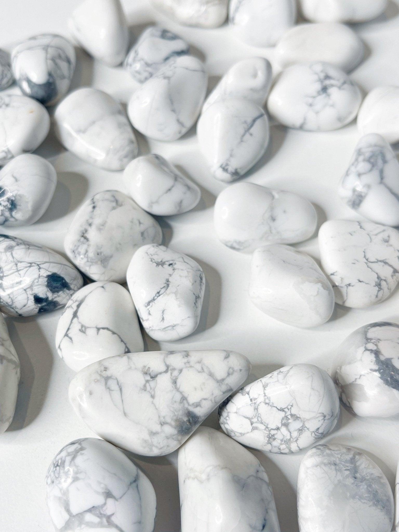 HOWLITE TUMBLE - 33 bday, 444 sale, Black Friday sale, bulk, calm gift bundle, emotional support, end of year sale, flash sale, holiday sale, howlite, new year sale, pocket crystal, tumble, tumbles, white - The Mineral Maven