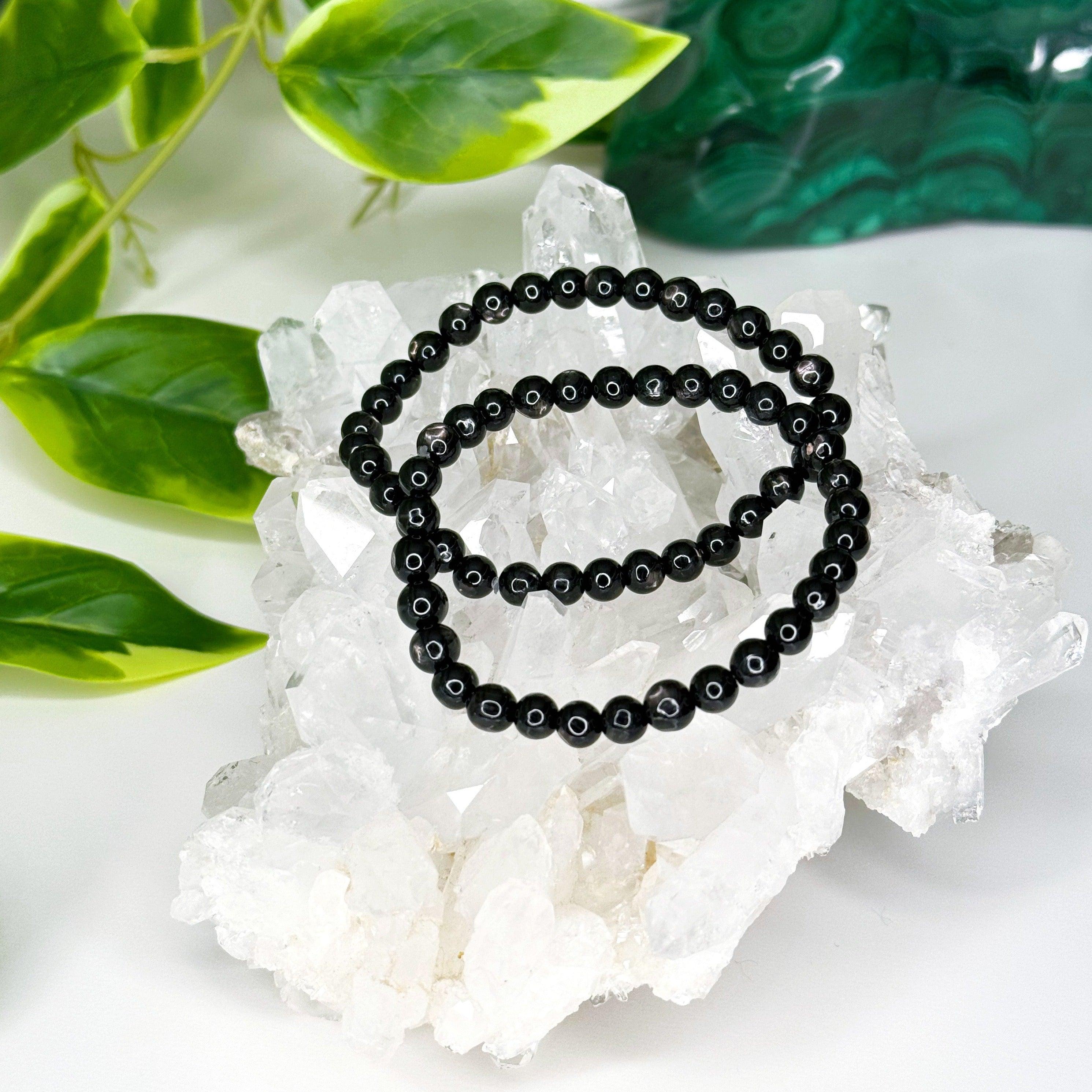 HYPERSTHENE 6mm - HANDMADE CRYSTAL BRACELET - 6mm, black, bracelet, crystal bracelet, Friday the 13th, handmade bracelet, hypersthene, jewelry, market bracelet, recently added, Wearable - The Mineral Maven