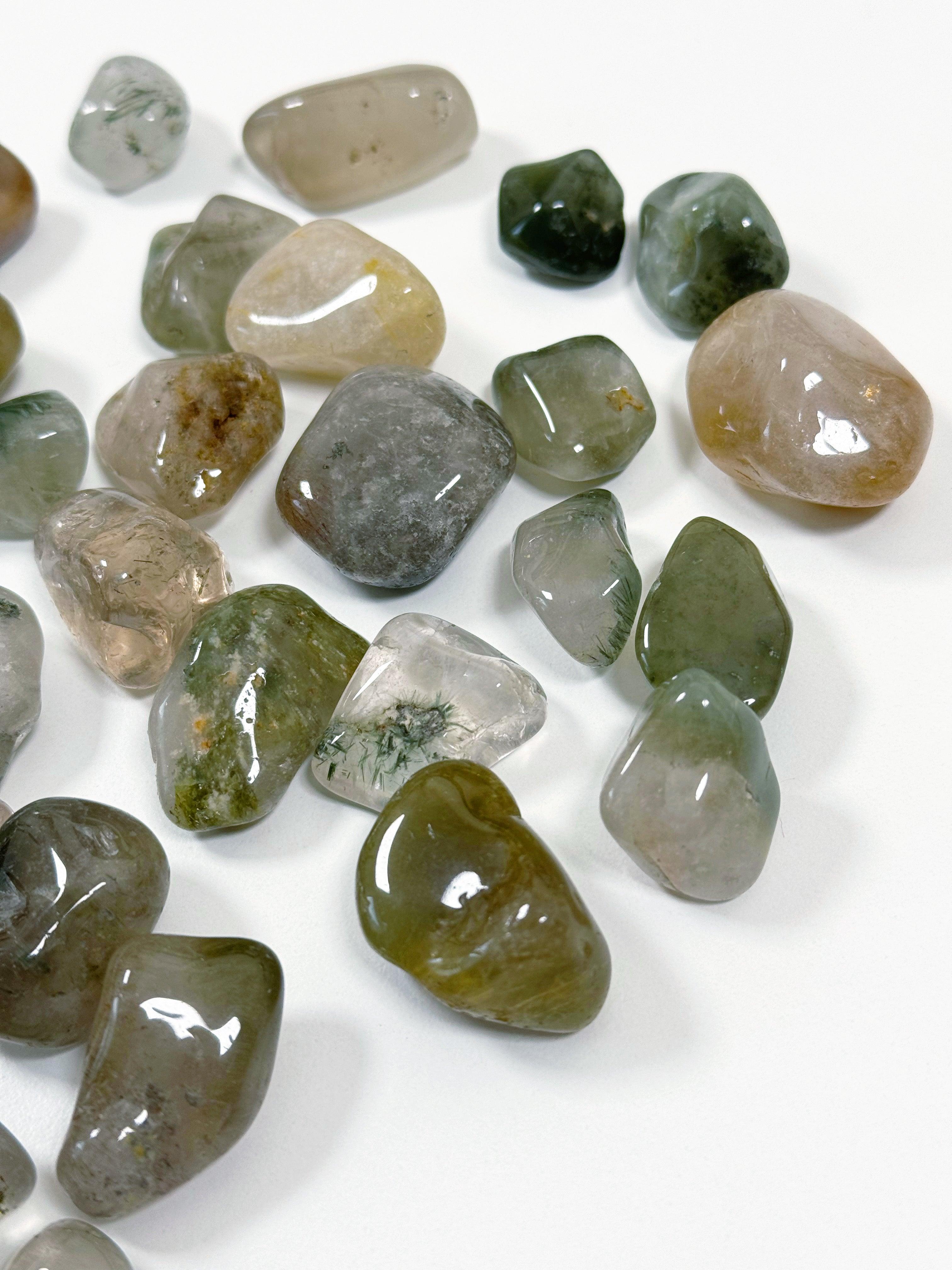 INCLUDED QUARTZ TUMBLE - Black Friday sale, garden quartz, included quartz, lodolite, pocket crystal, pocket crystals, pocket stone, quartz, tumble, tumbled, tumbled stone, tumbles - The Mineral Maven