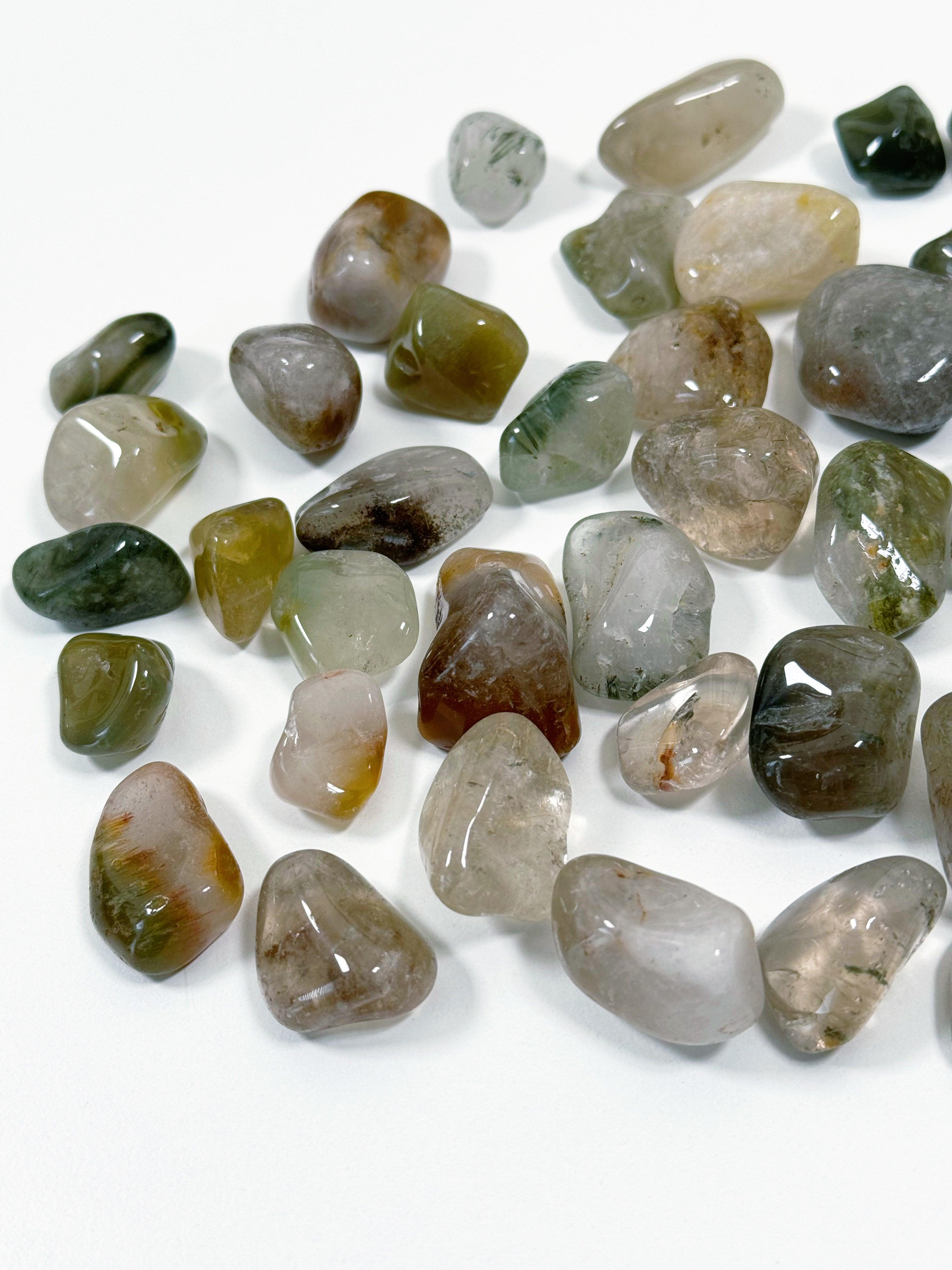 INCLUDED QUARTZ TUMBLE - Black Friday sale, garden quartz, included quartz, lodolite, pocket crystal, pocket crystals, pocket stone, quartz, tumble, tumbled, tumbled stone, tumbles - The Mineral Maven
