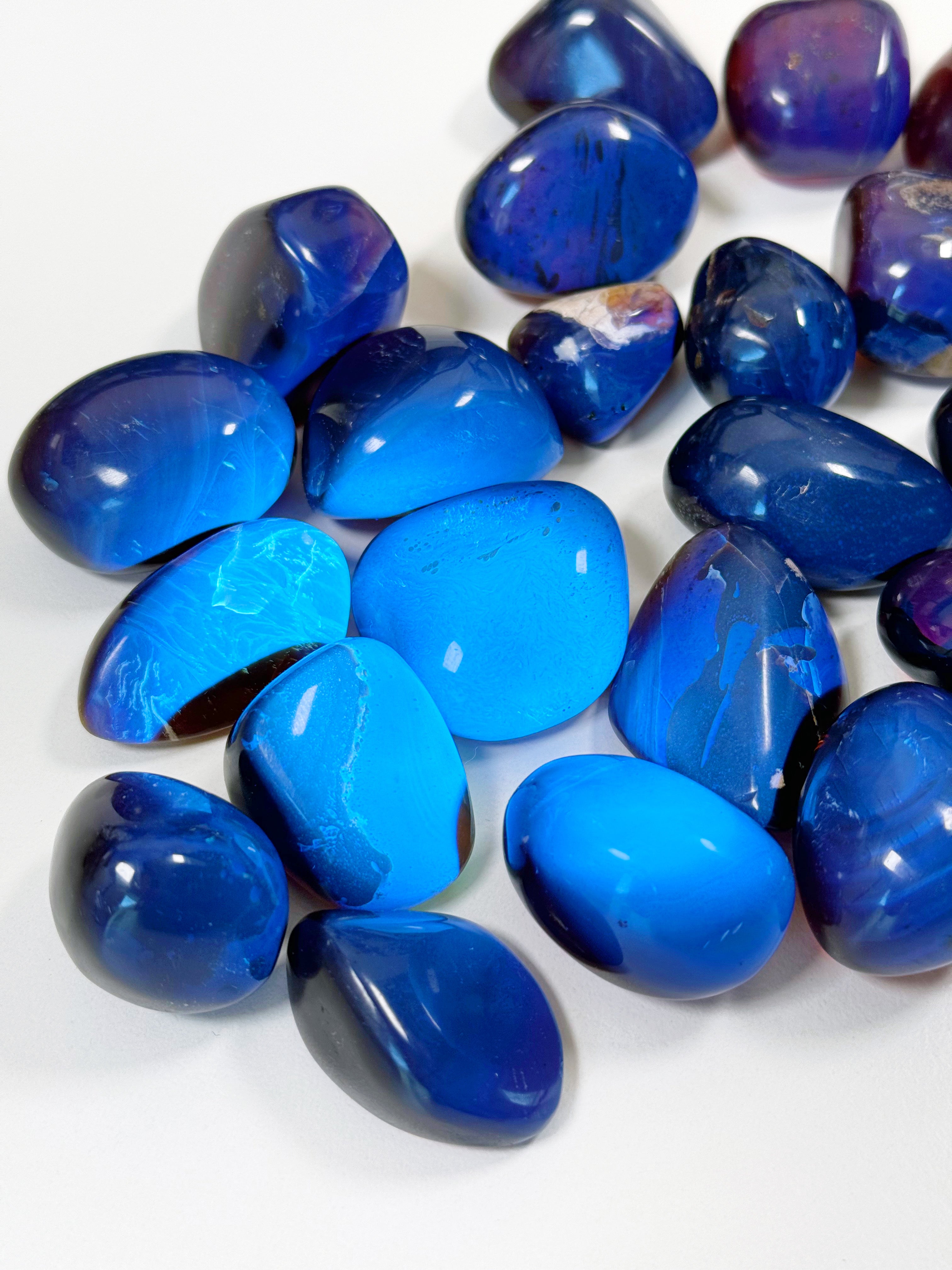 INDONESIAN "BLUE" AMBER TUMBLE - amber, Black Friday sale, blue amber, indonesian amber, pocket crystal, pocket crystals, pocket stone, tumble, tumbled, tumbled stone, tumbles - The Mineral Maven