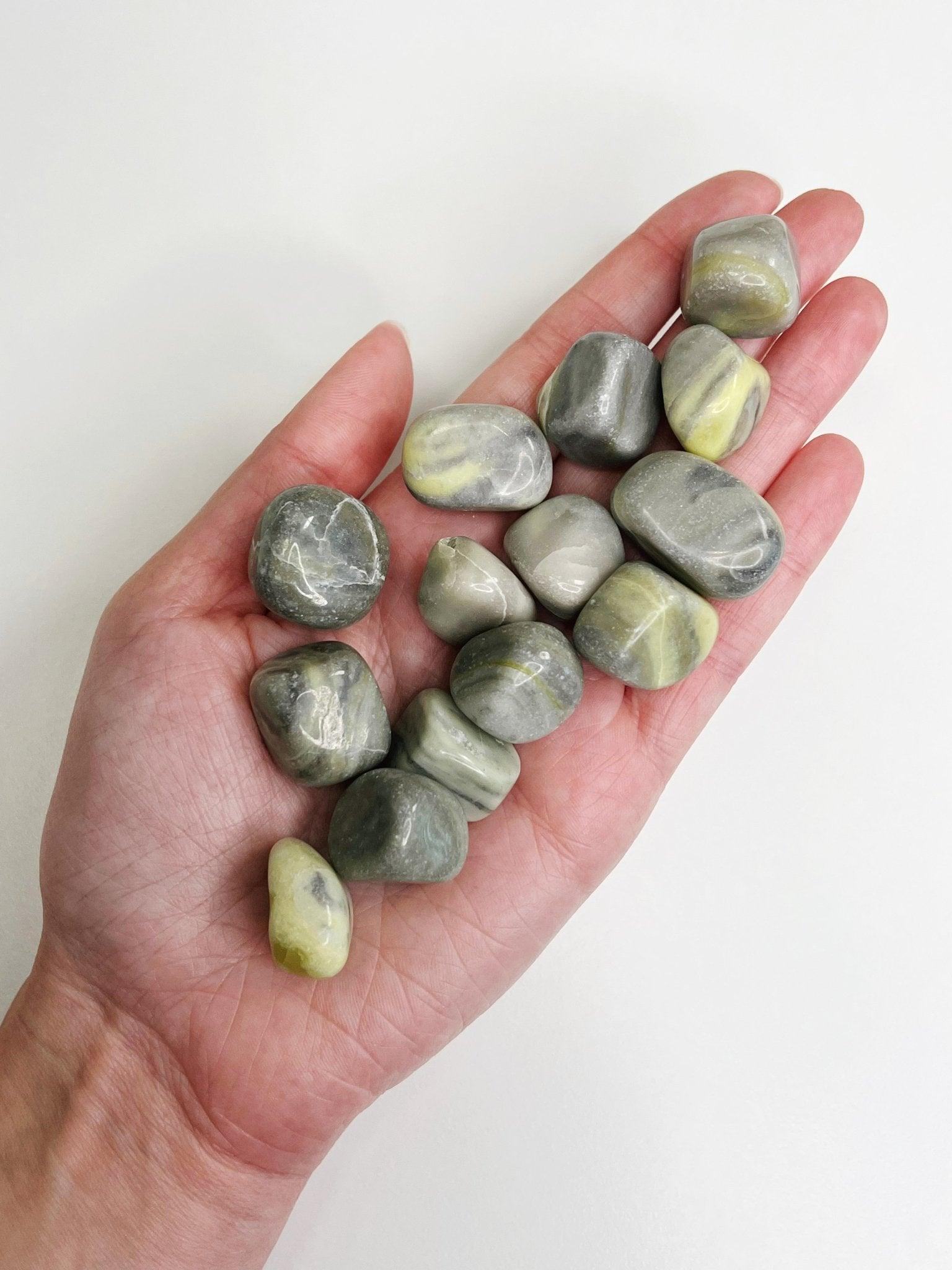 INFINITE SERPENTINE TUMBLE - 33 bday, 444 sale, chrysotile, emotional support, end of year sale, holiday sale, new year sale, pocket crystal, pocket crystals, pocket stone, serpentine, tumble, tumbled stone, tumbles - The Mineral Maven